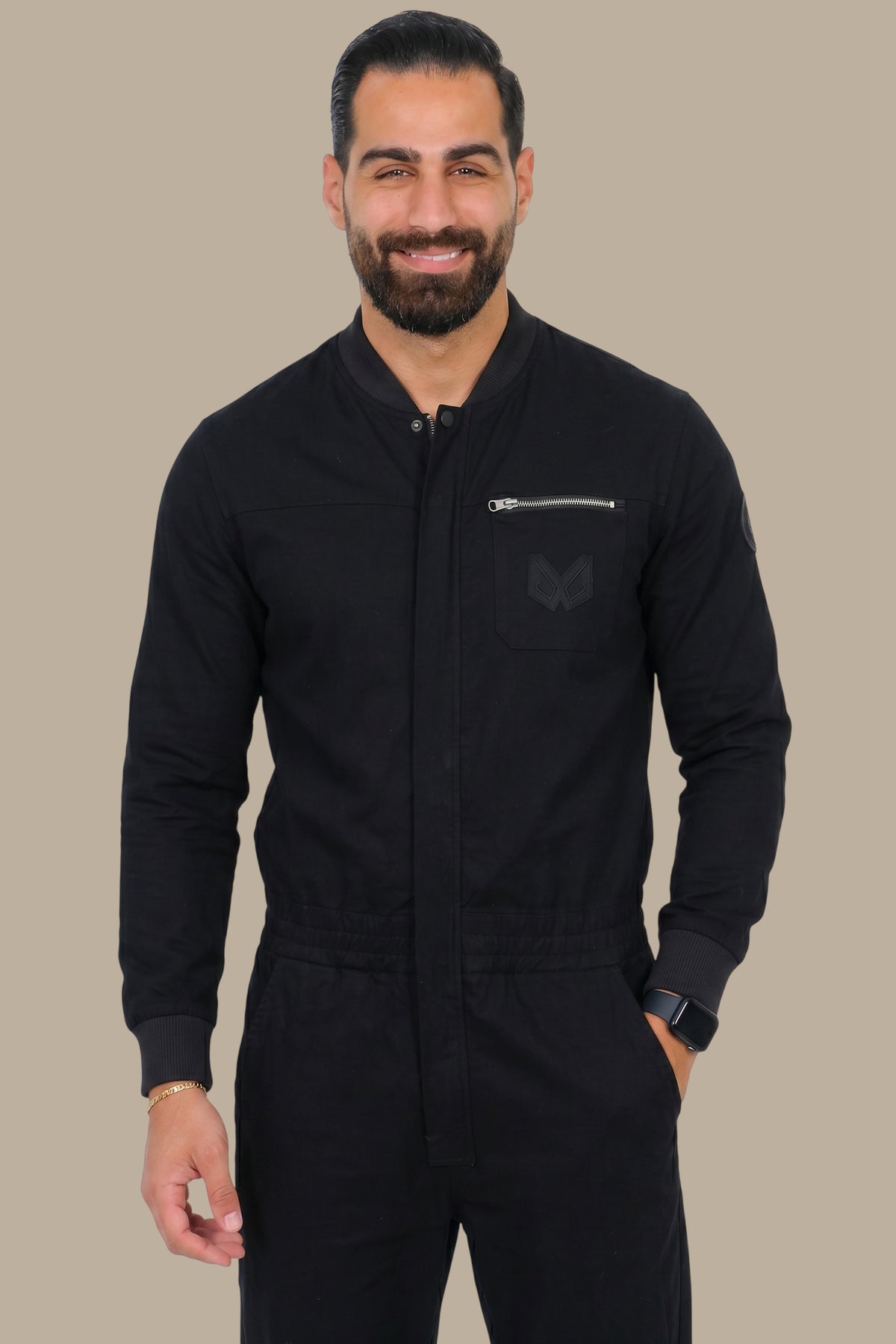 Jumpsuit with Pocket Zipper – Black