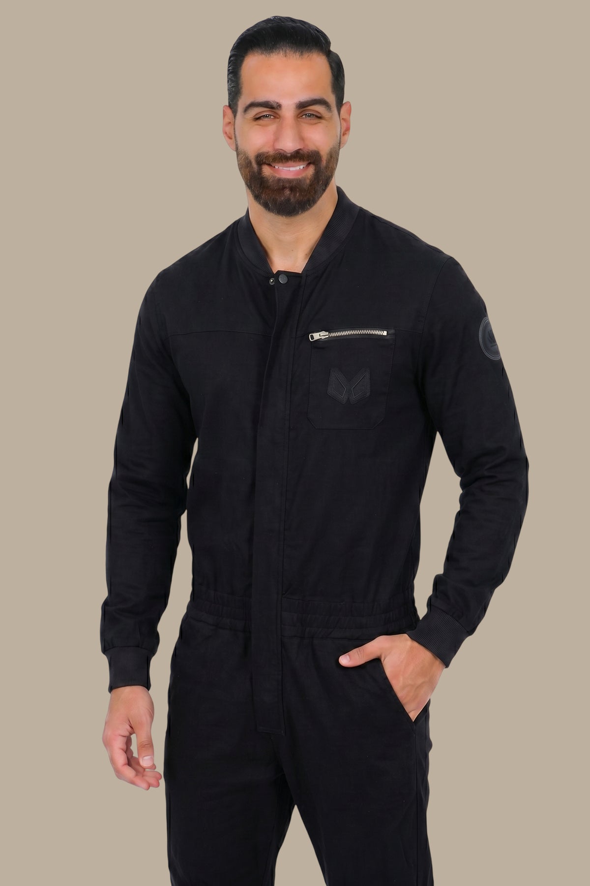 Jumpsuit with Pocket Zipper – Black