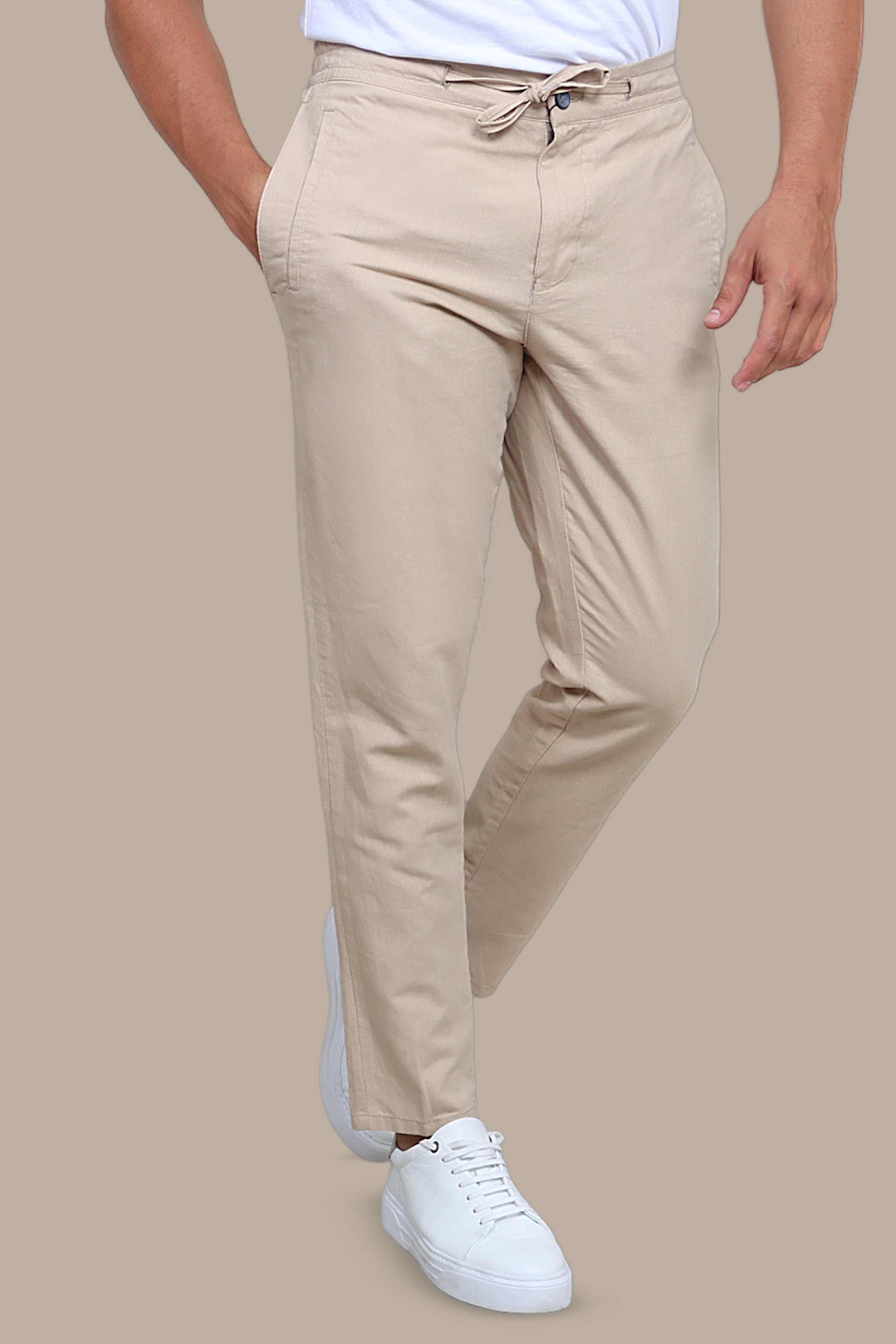 Trouser Linen Waist Band | Beige