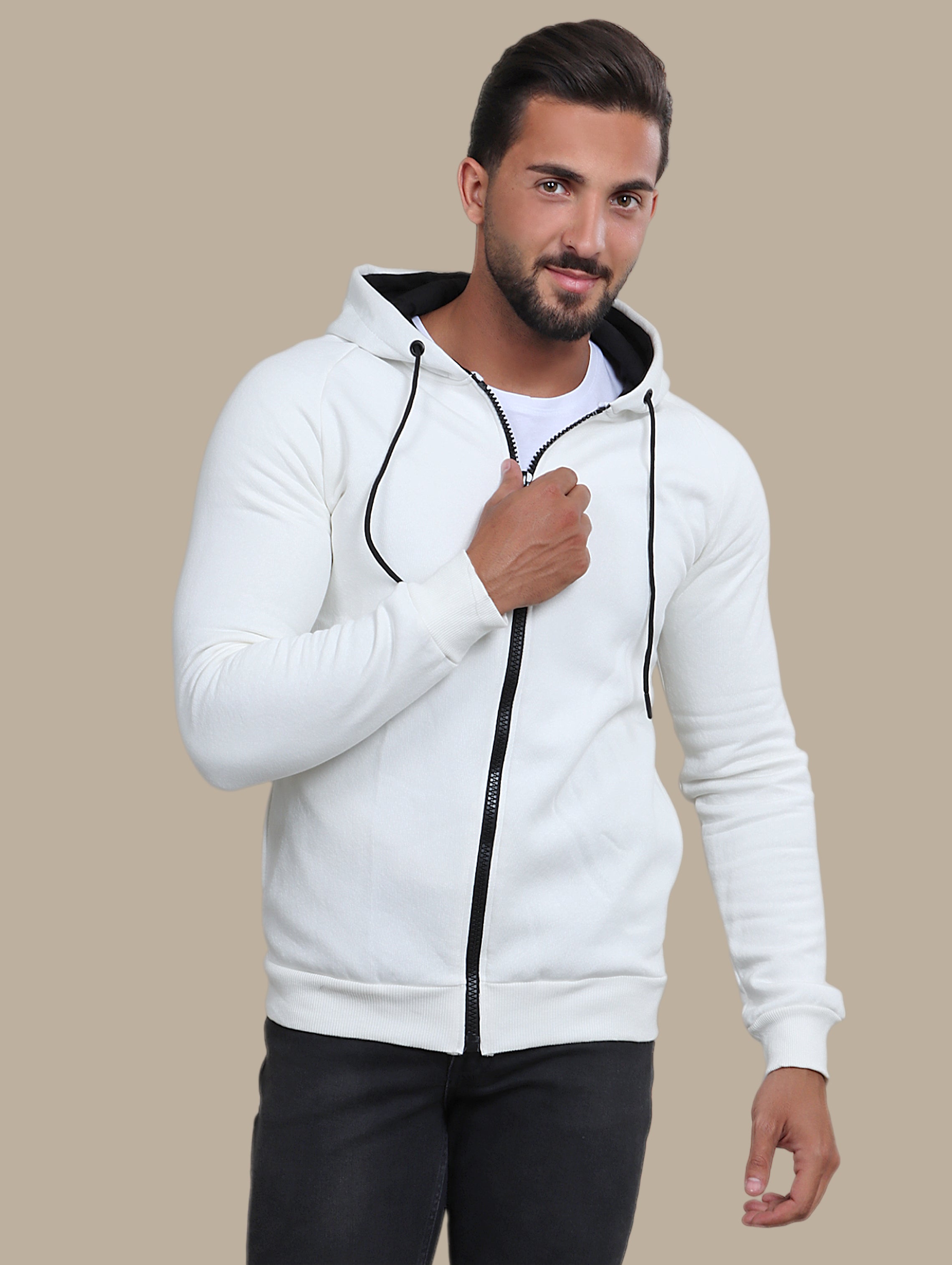 Pure Comfort: White Hooded Fleece Sweatshirt