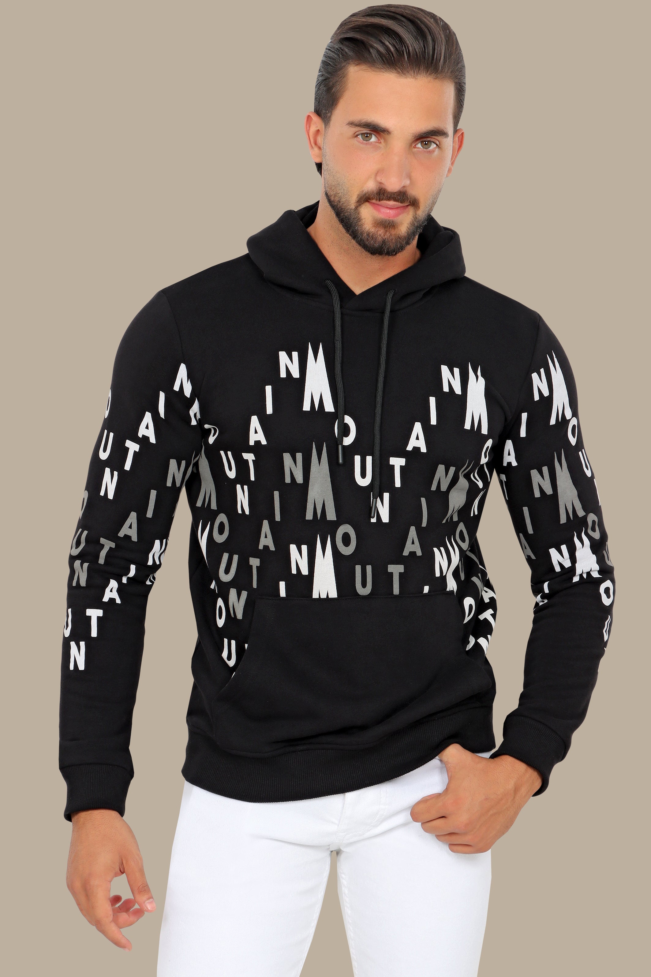 Black Hooded Mountain Sweatshirt