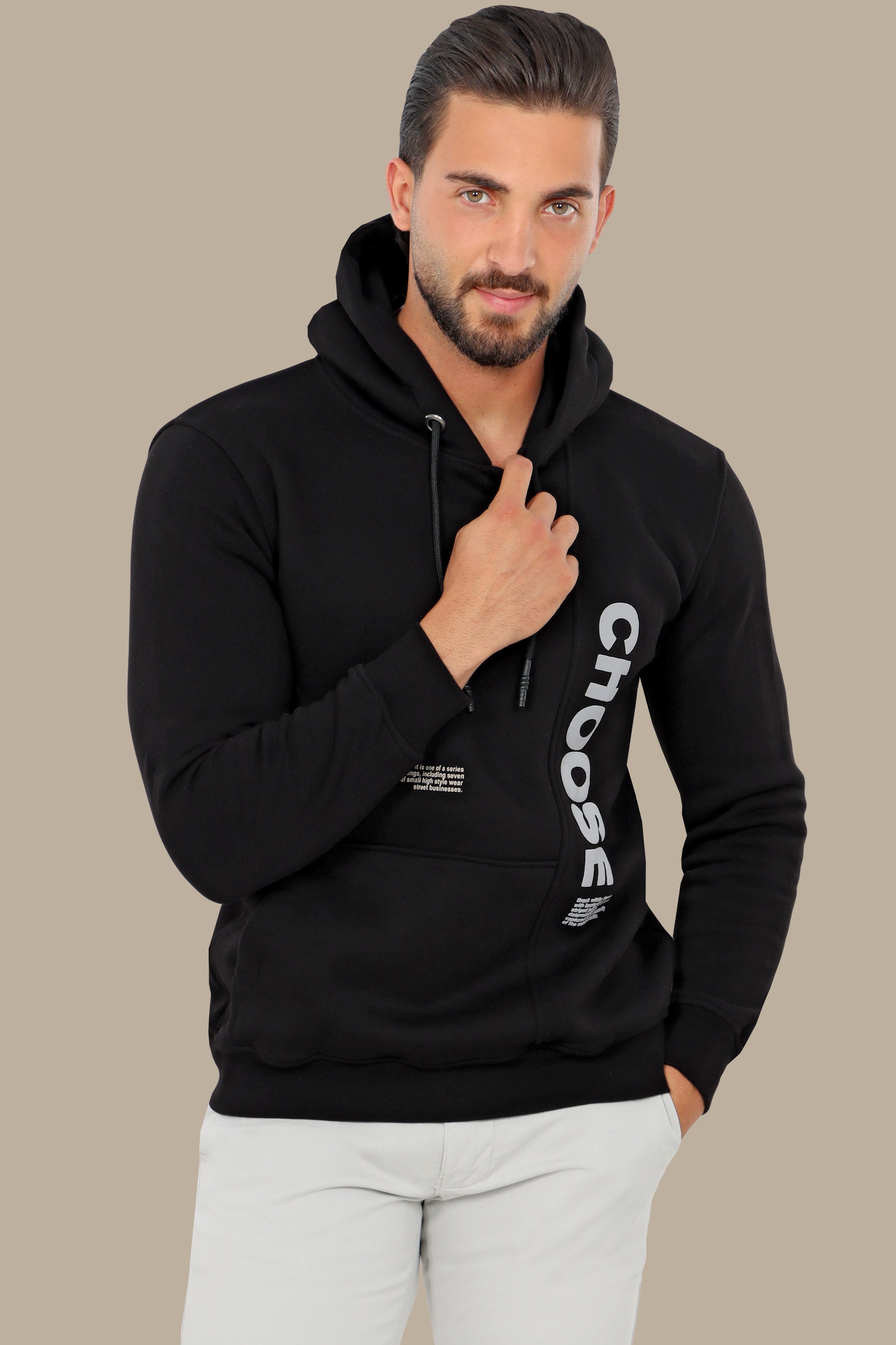 Black Hoodie Letters Printed Sweatshirt