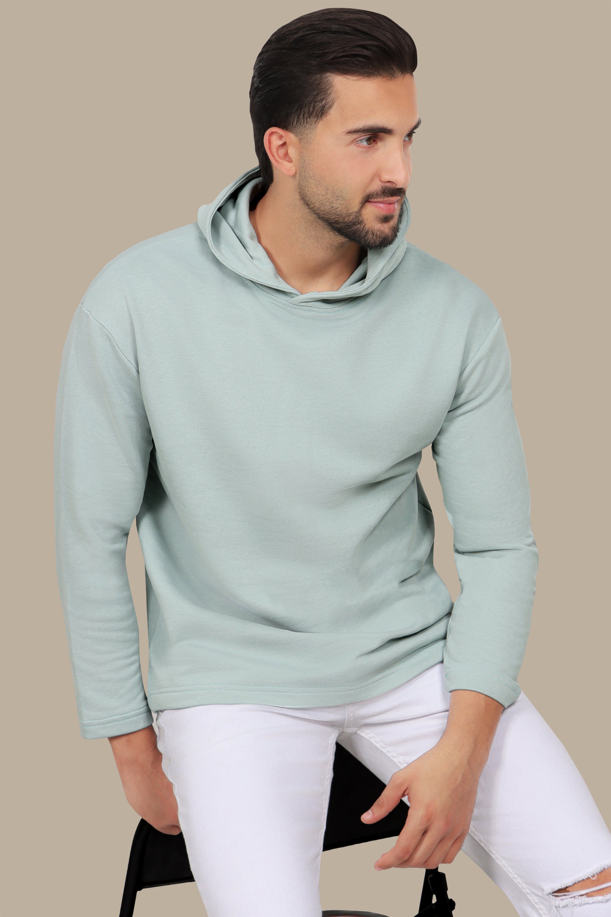 Essential Comfort Light Green Basic Sweatshirt Hoodie