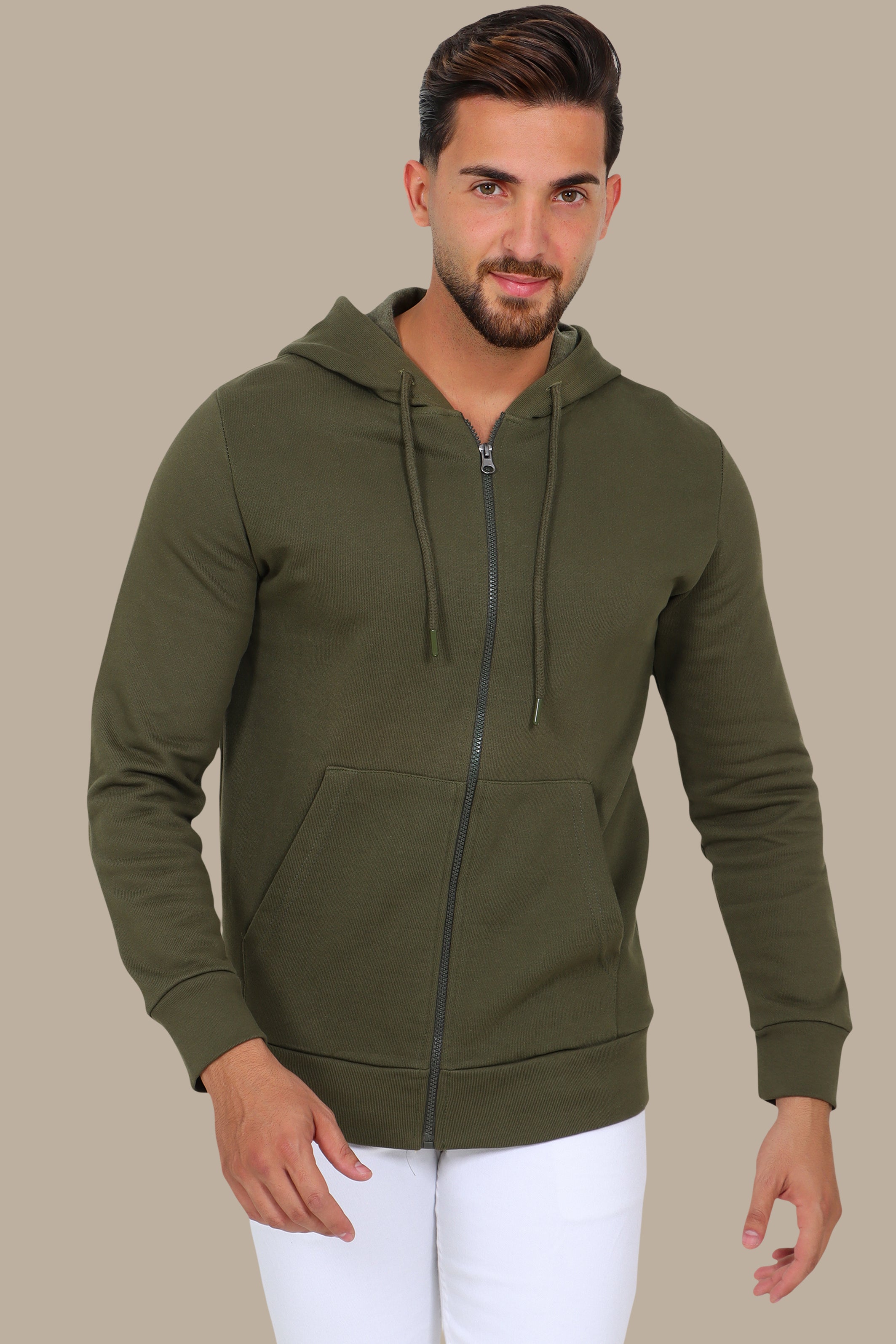 Khaki Hoodie Plain Basic Sweatshirt