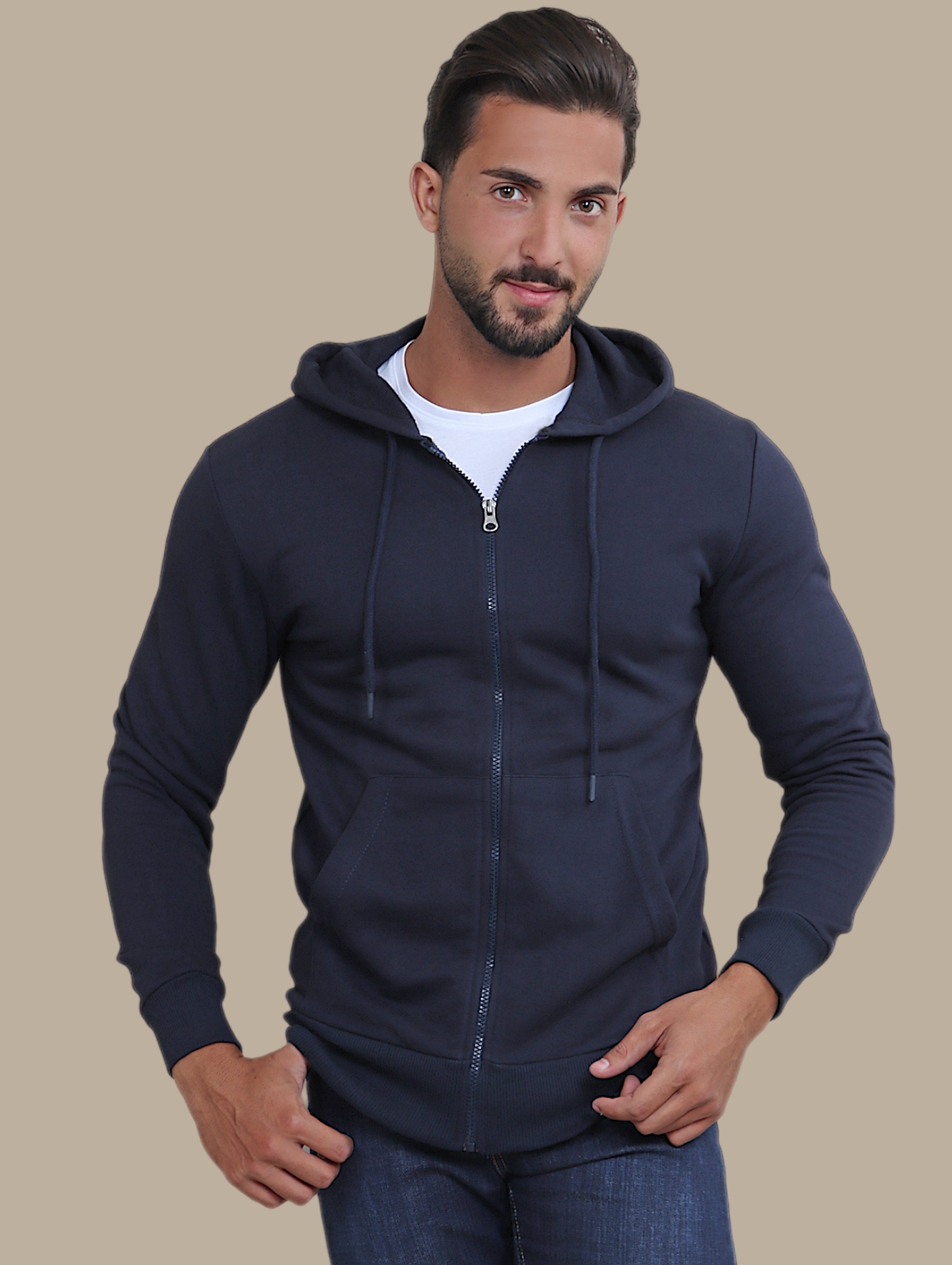 Navy Classic: Plain Basic Hoody Sweatshirt