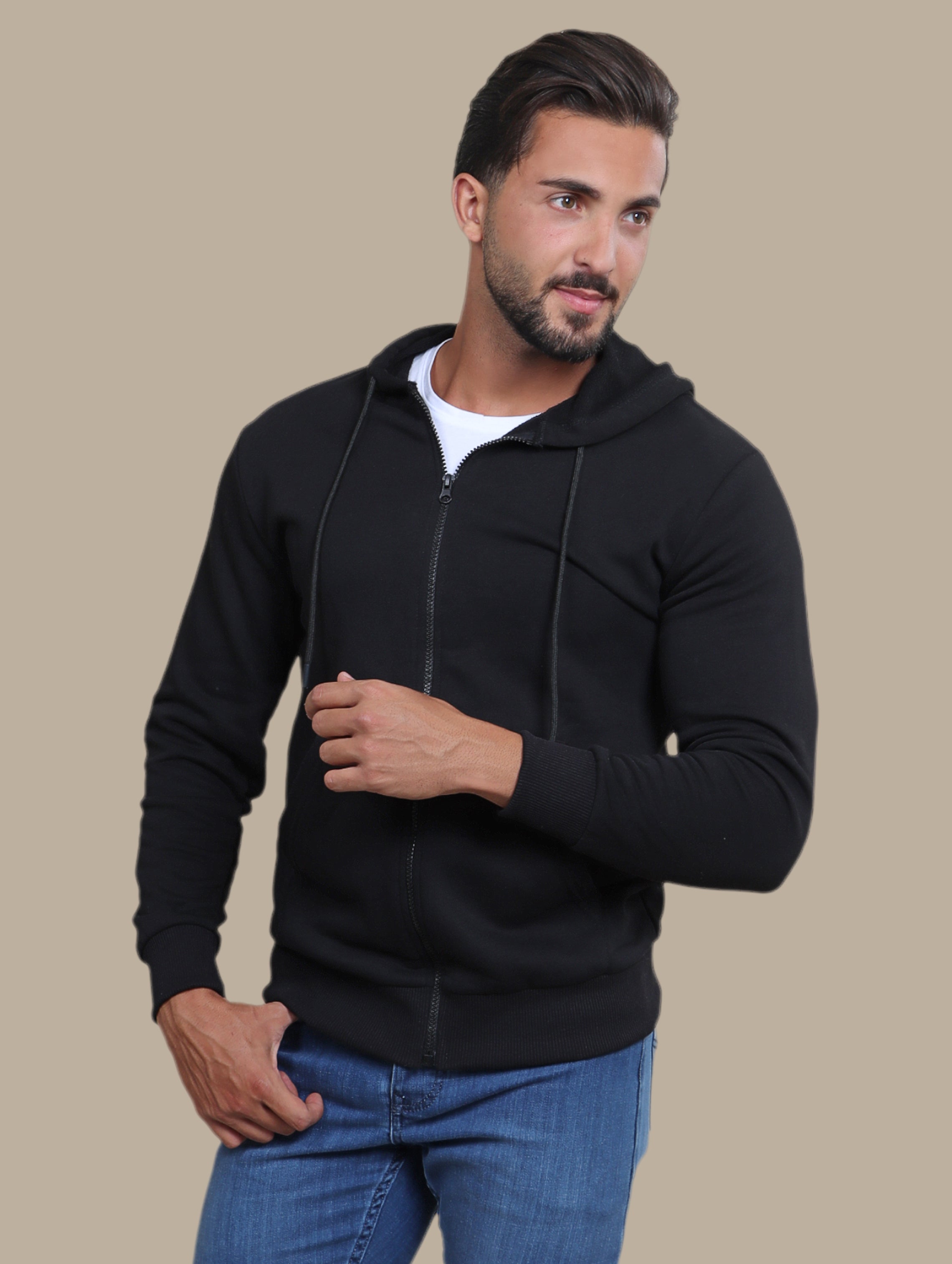 Timeless Elegance: Black Plain Basic Hoody