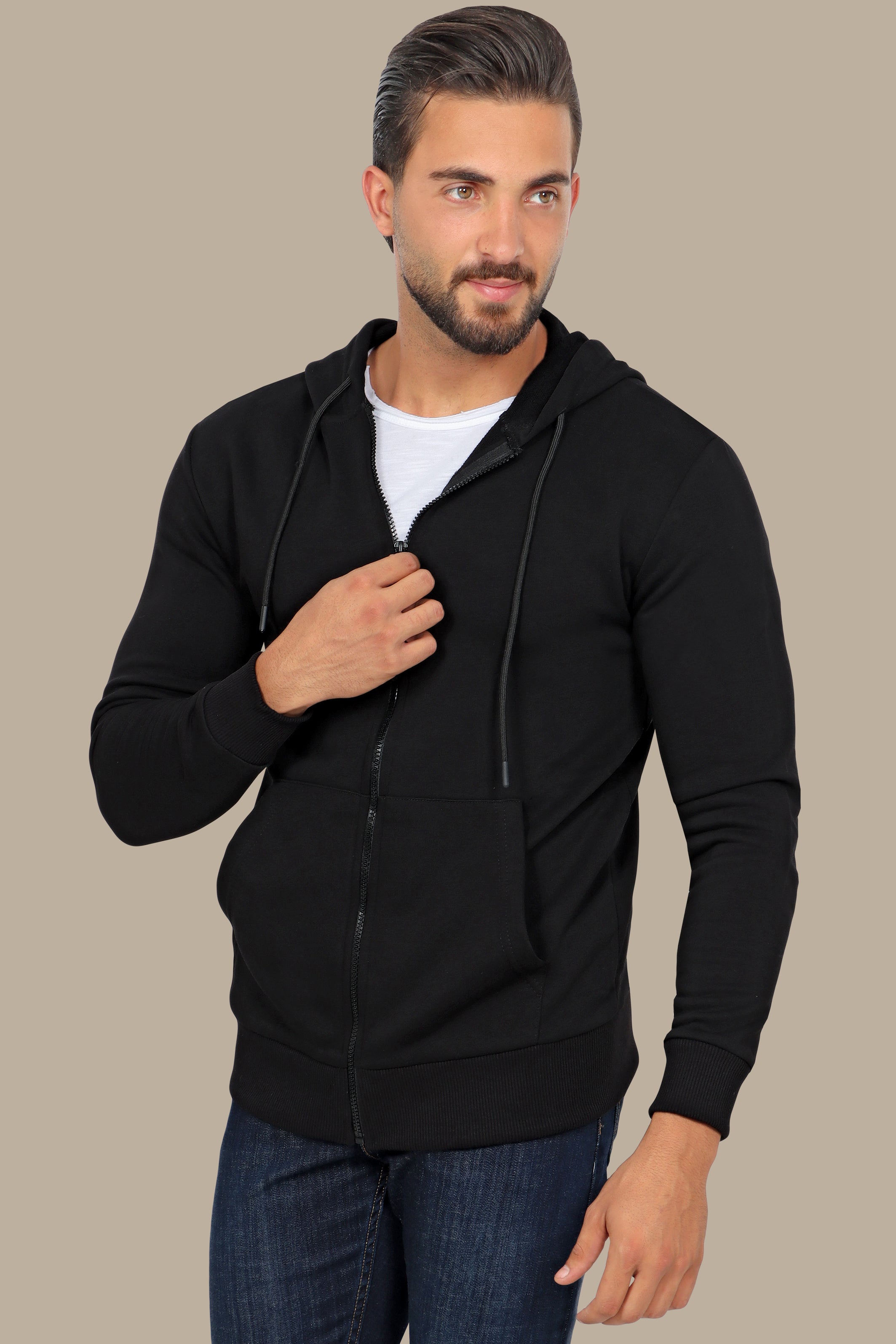 Timeless Elegance: Black Plain Basic Hoody