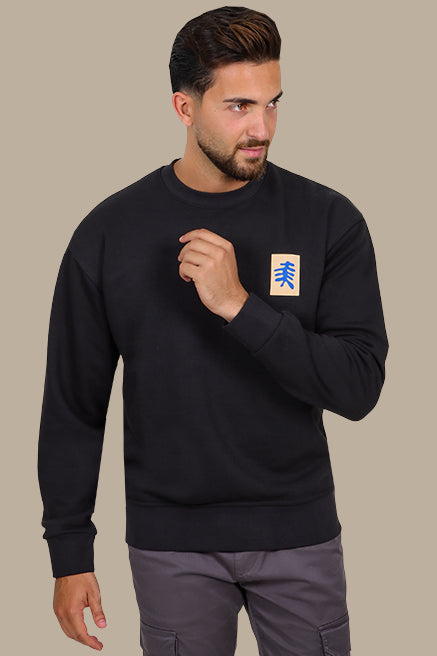 Expressive Edge: Black Sweatshirt with Back Face Print