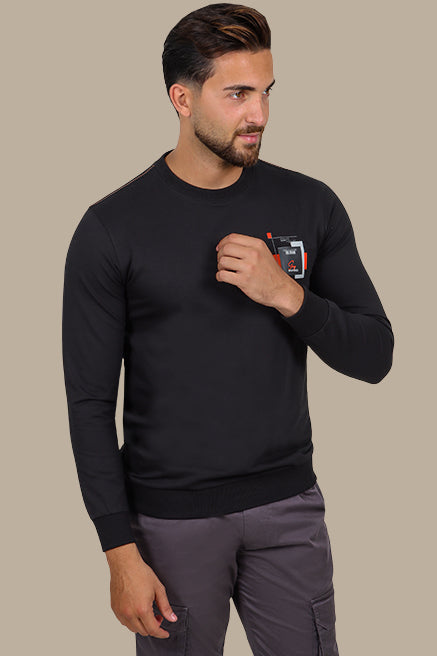 Dreamy Nights in Black: Printed Sweatshirt Chic