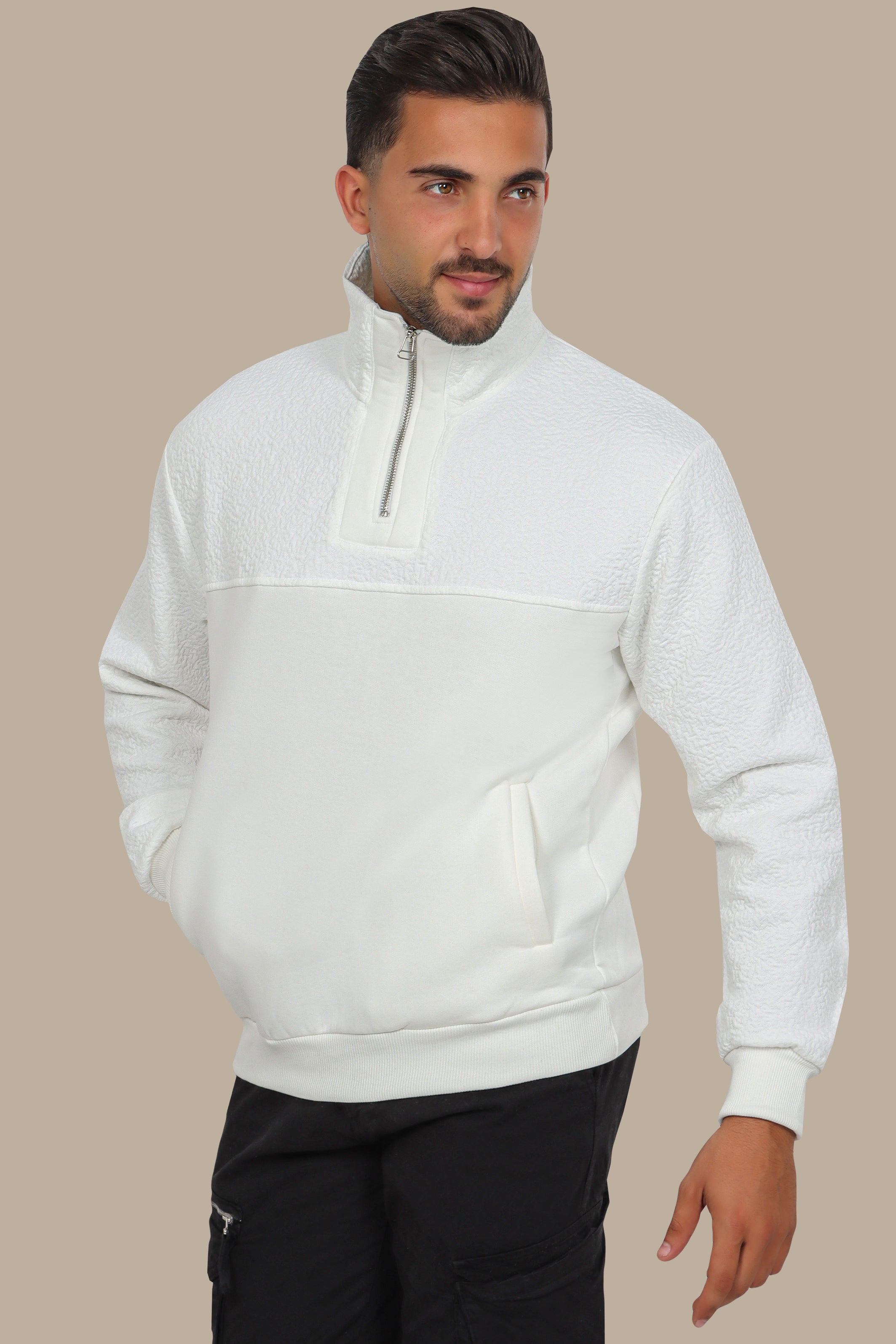 Half-Zip White Sweatshirt