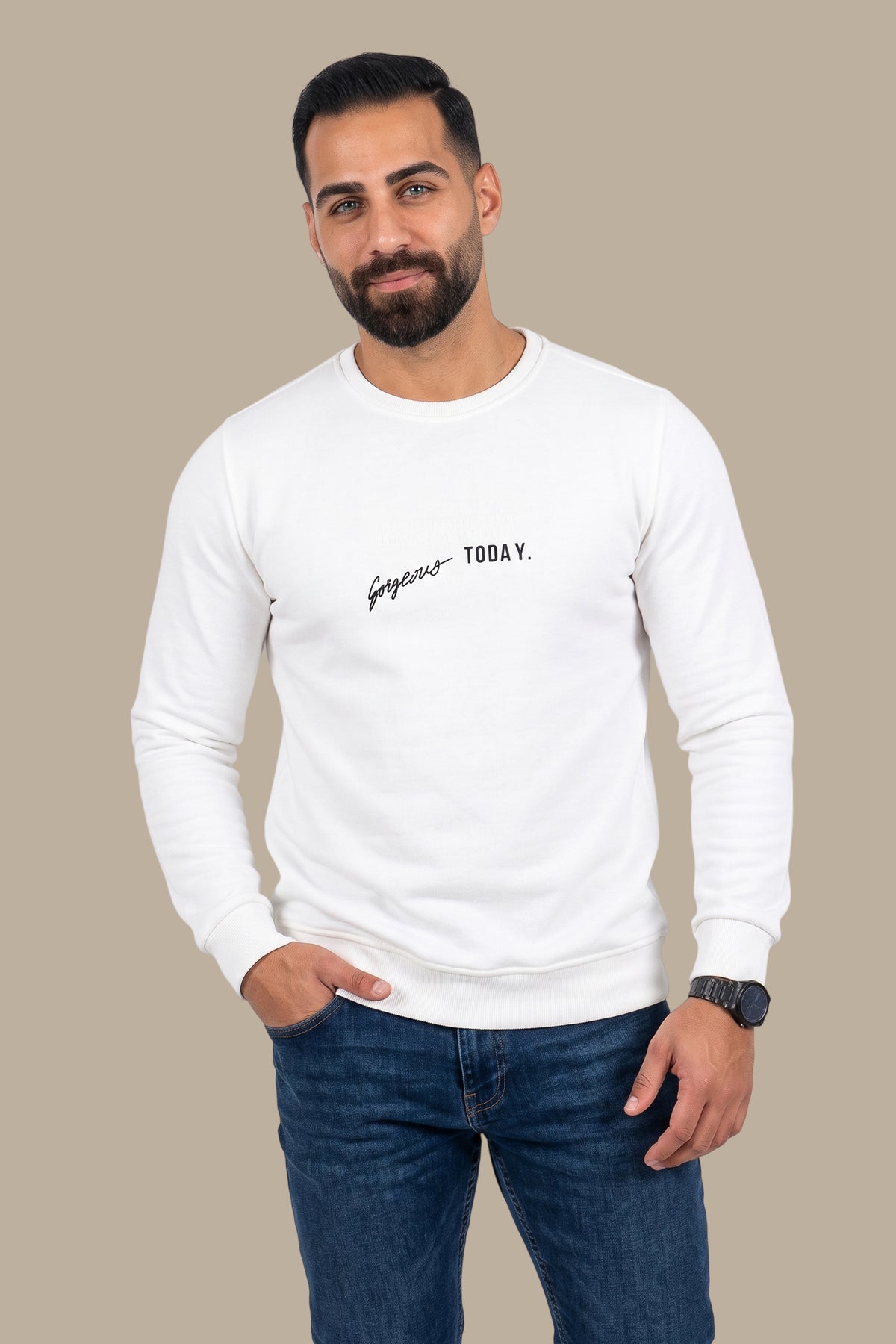Urban Vibes: Round Neck Sweatshirt with SOHO Print