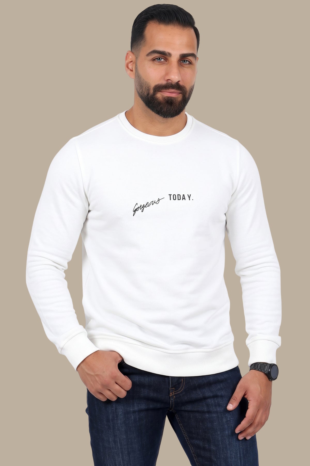 Urban Vibes: Round Neck Sweatshirt with SOHO Print