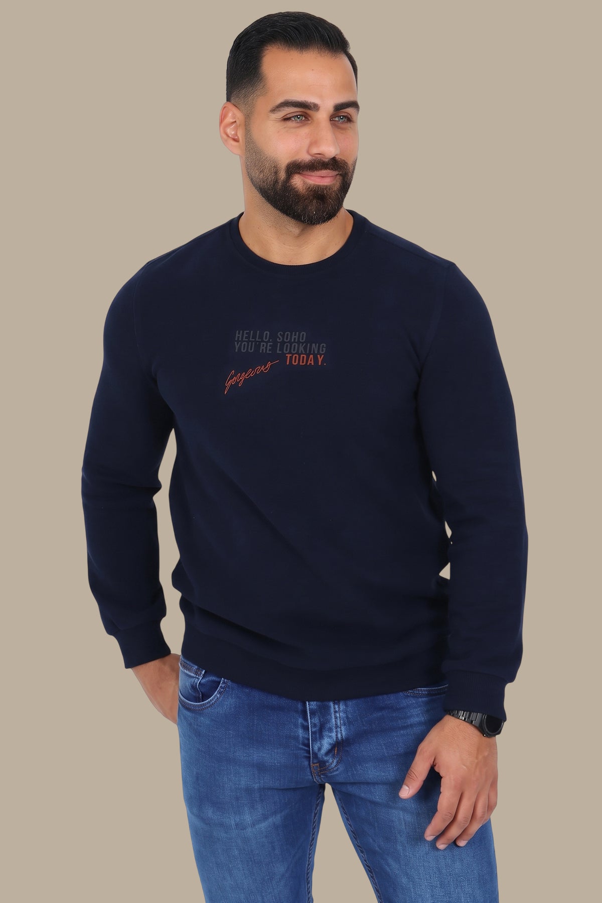 Urban Vibes: Round Neck Sweatshirt with SOHO Print
