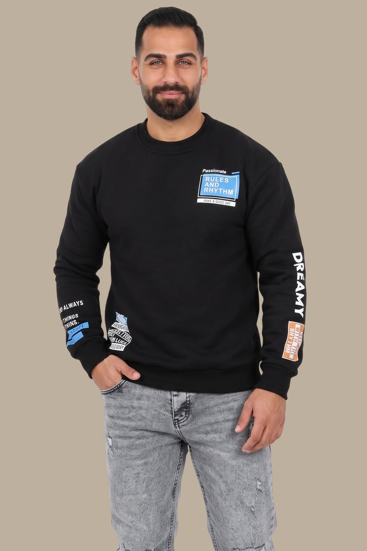 Sweatshirt with Double Square Quote Design
