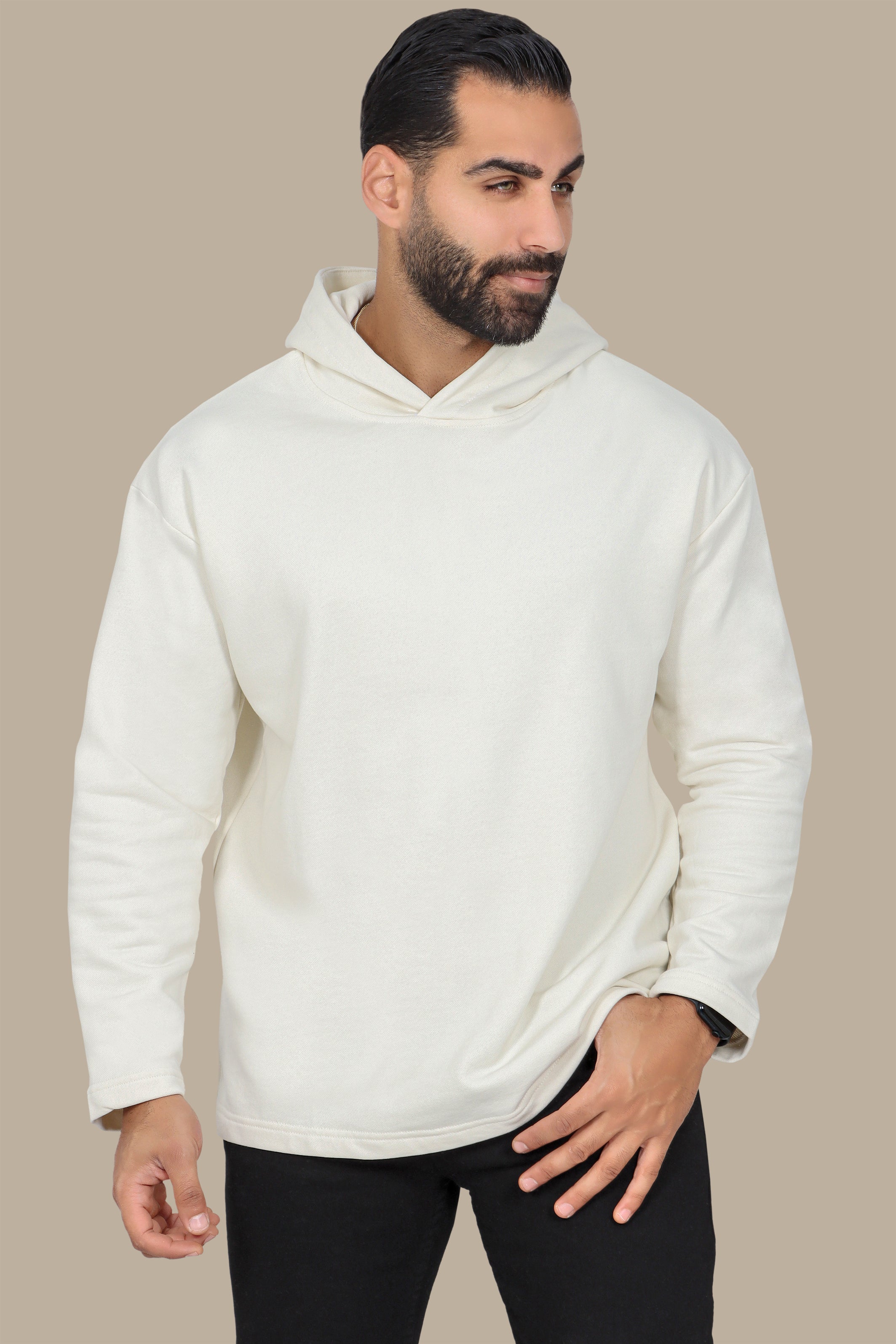 Basic Hooded Sweatshirt in Off White