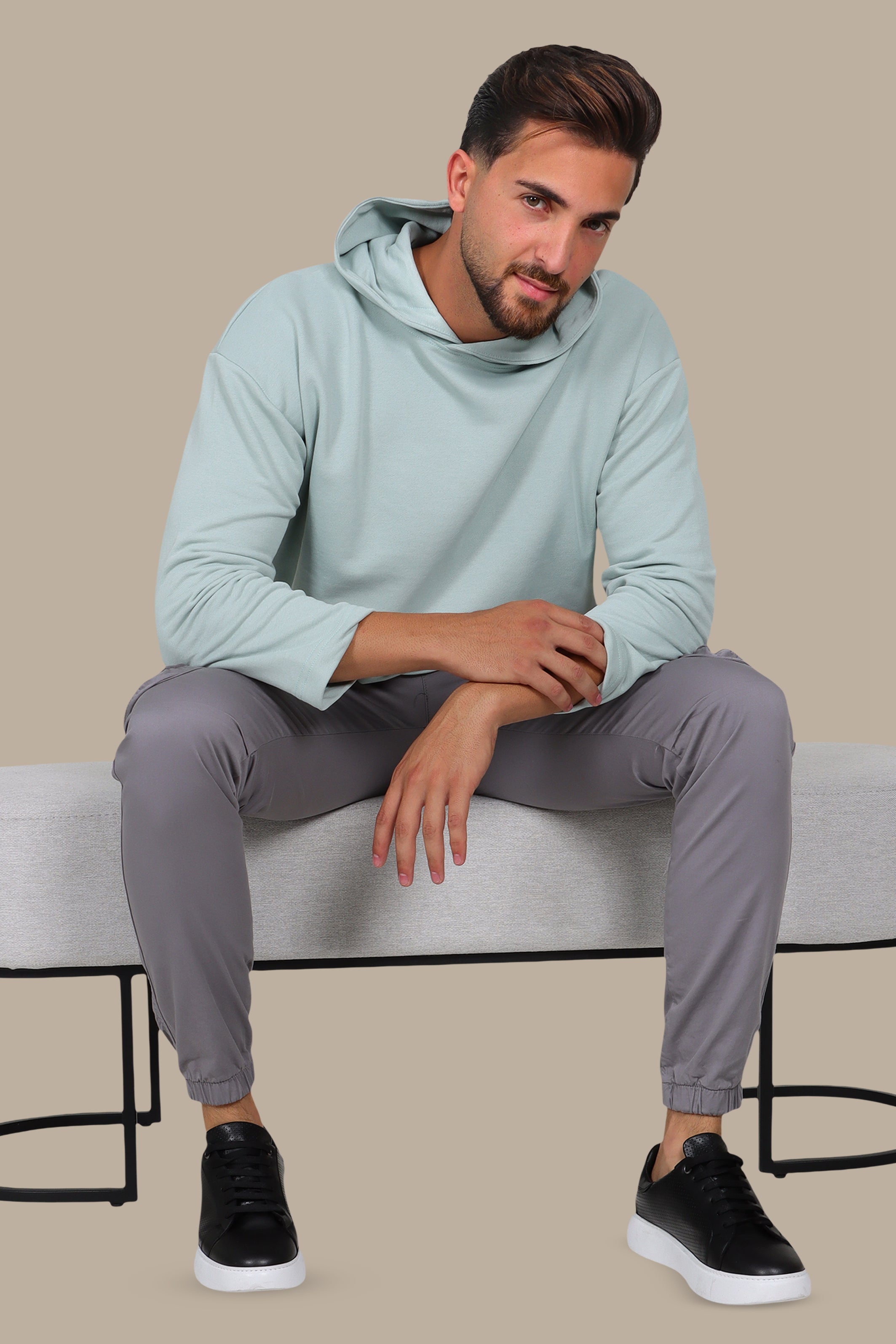 Basic Hooded Sweatshirt in Aqua
