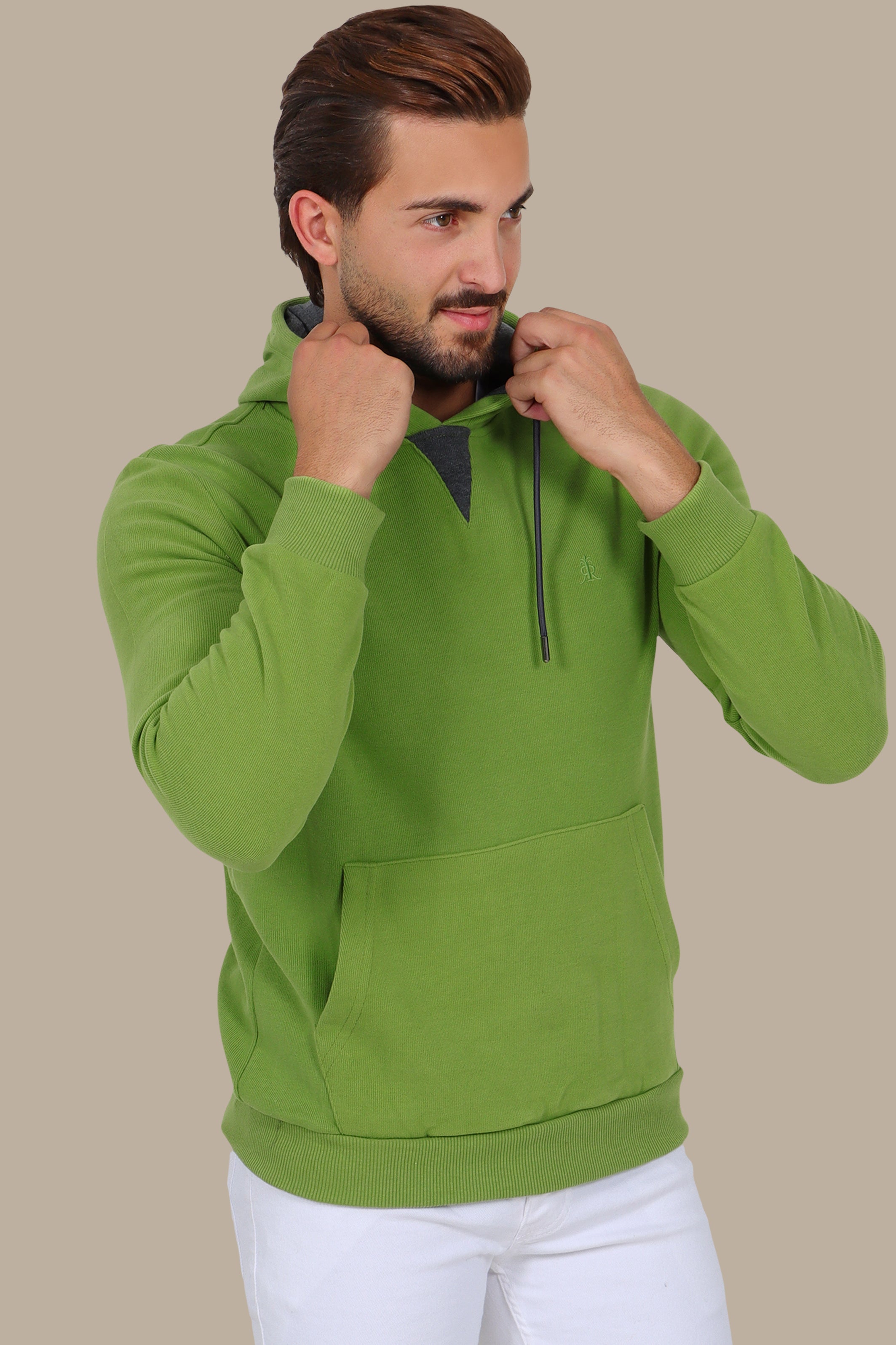 Luxe Comfort: Velvet Hoodie Pistachio