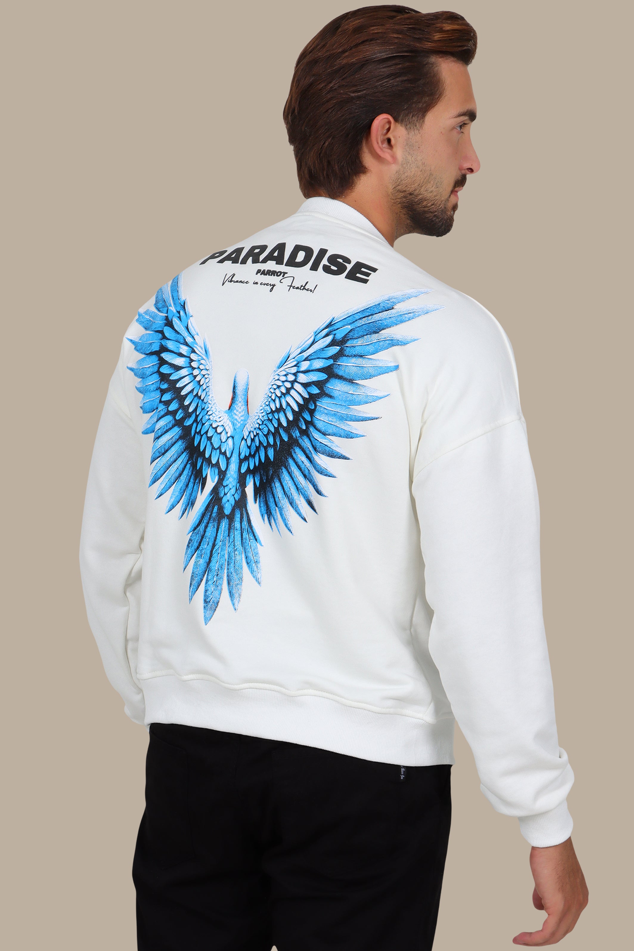 Paradise Printed Sweatshirt with Parrot Design