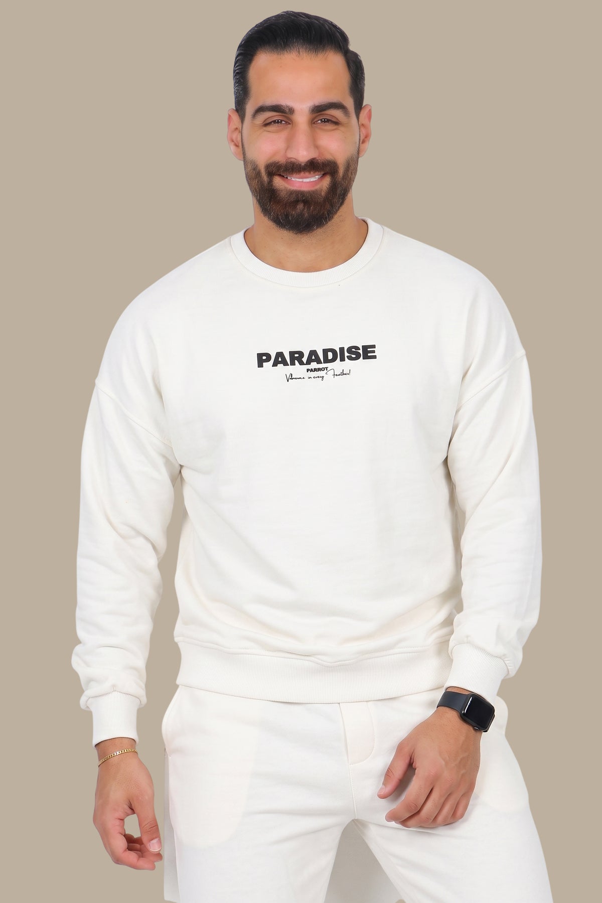 Paradise Printed Sweatshirt with Parrot Design