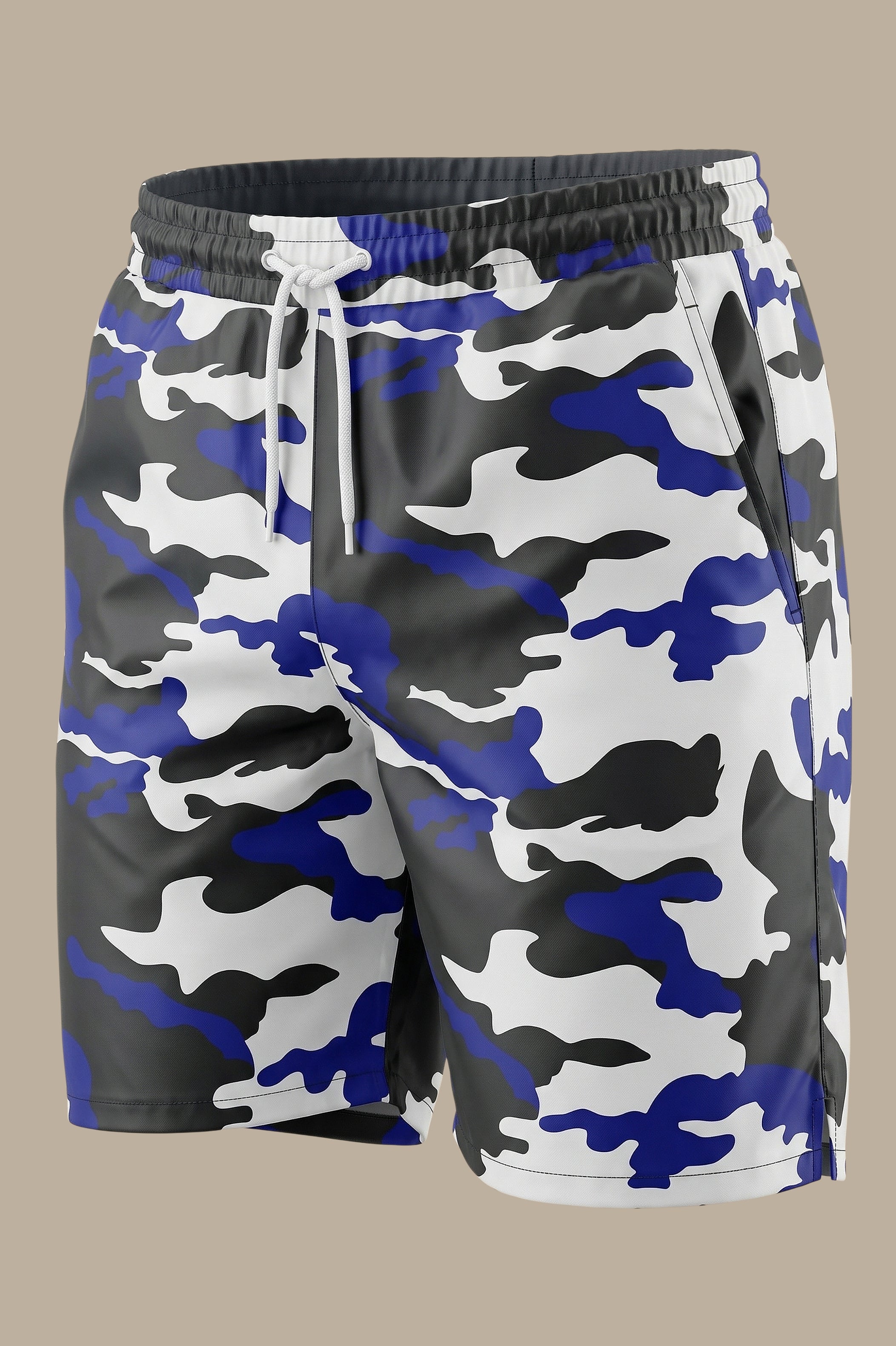 Turquoise and Grey Camouflage Swimwear