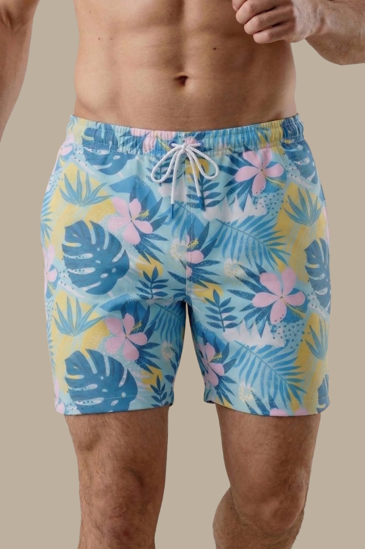 Ocean Breeze: Blue Leaves Print Swimwear