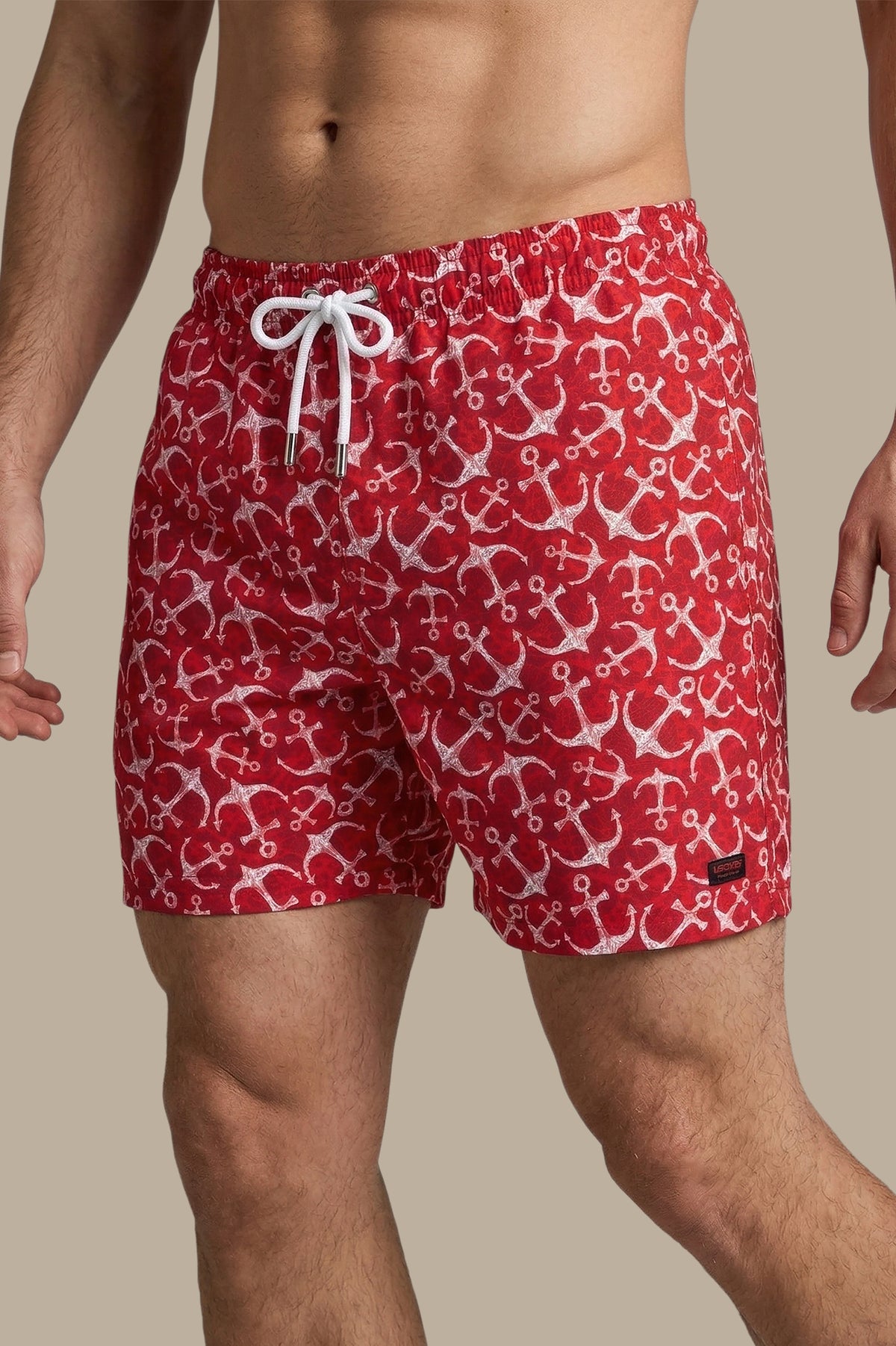 Red Anchor-Print Swimwear