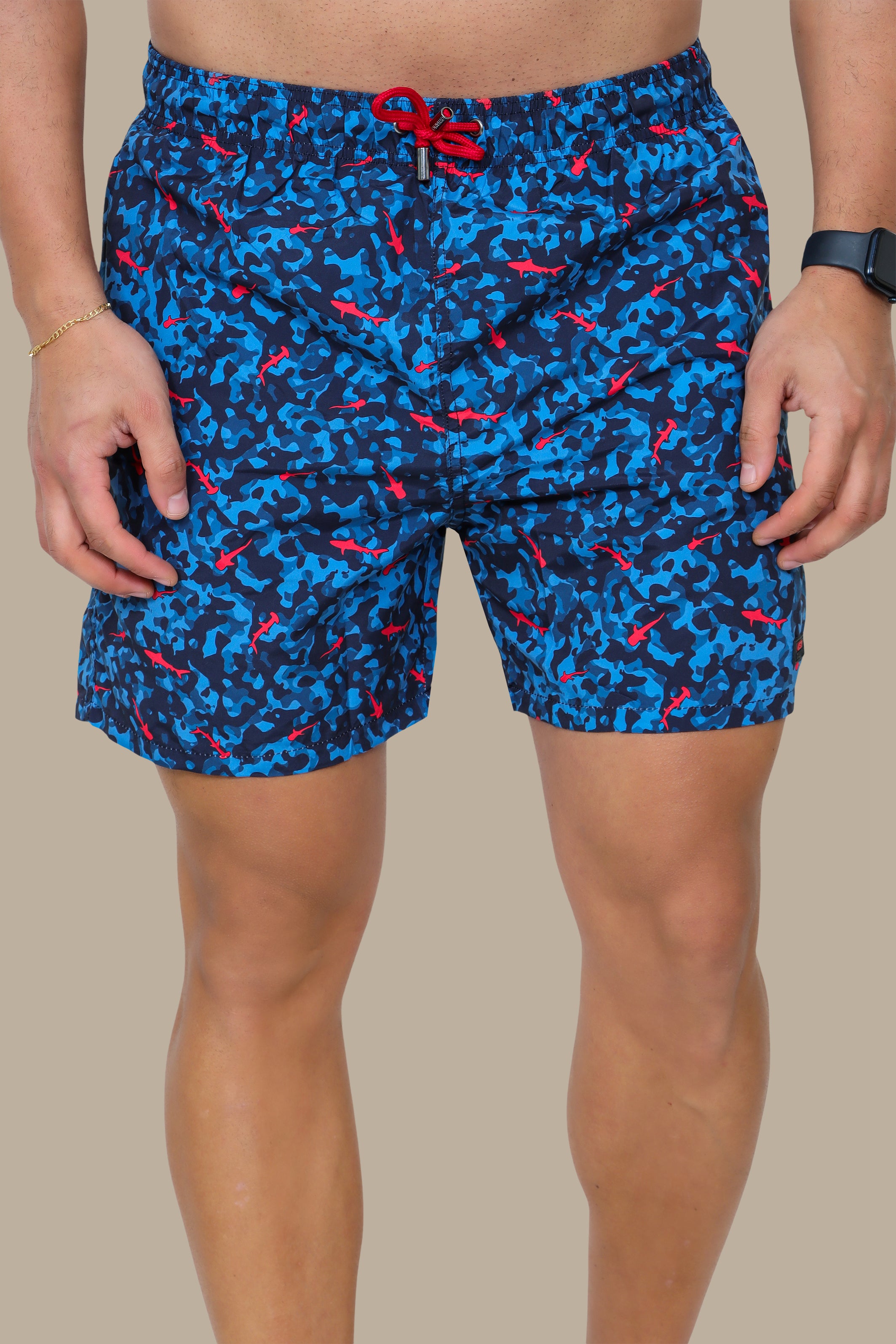 Navy Shark-Print Swimwear