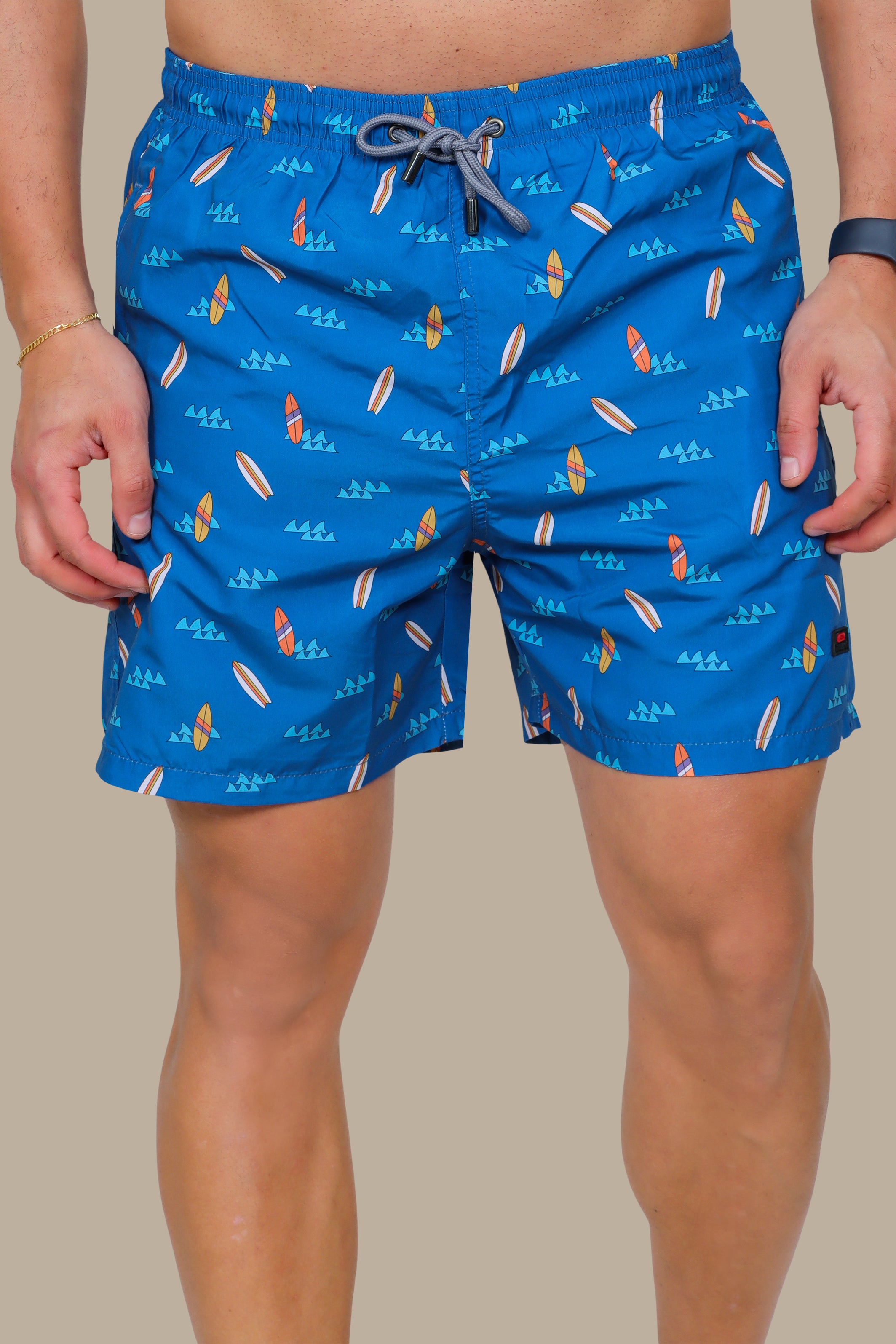 Blue Surf-Print Swimwear