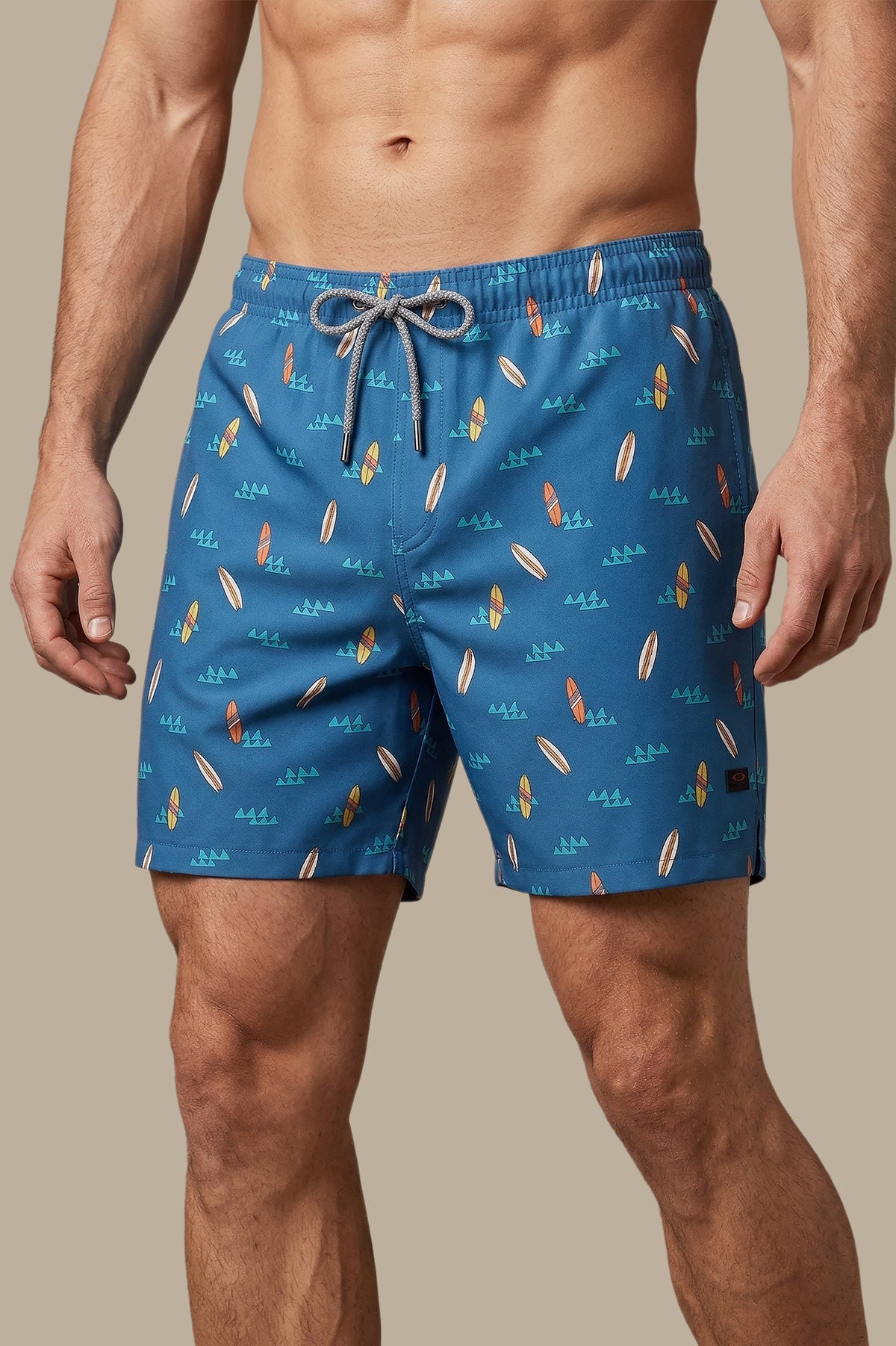 Blue Surf-Print Swimwear
