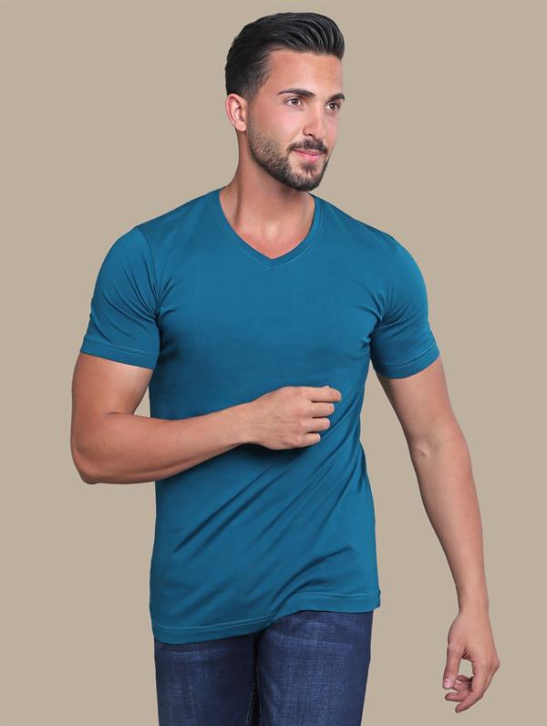 Petrol Basic V-Neck T-Shirt