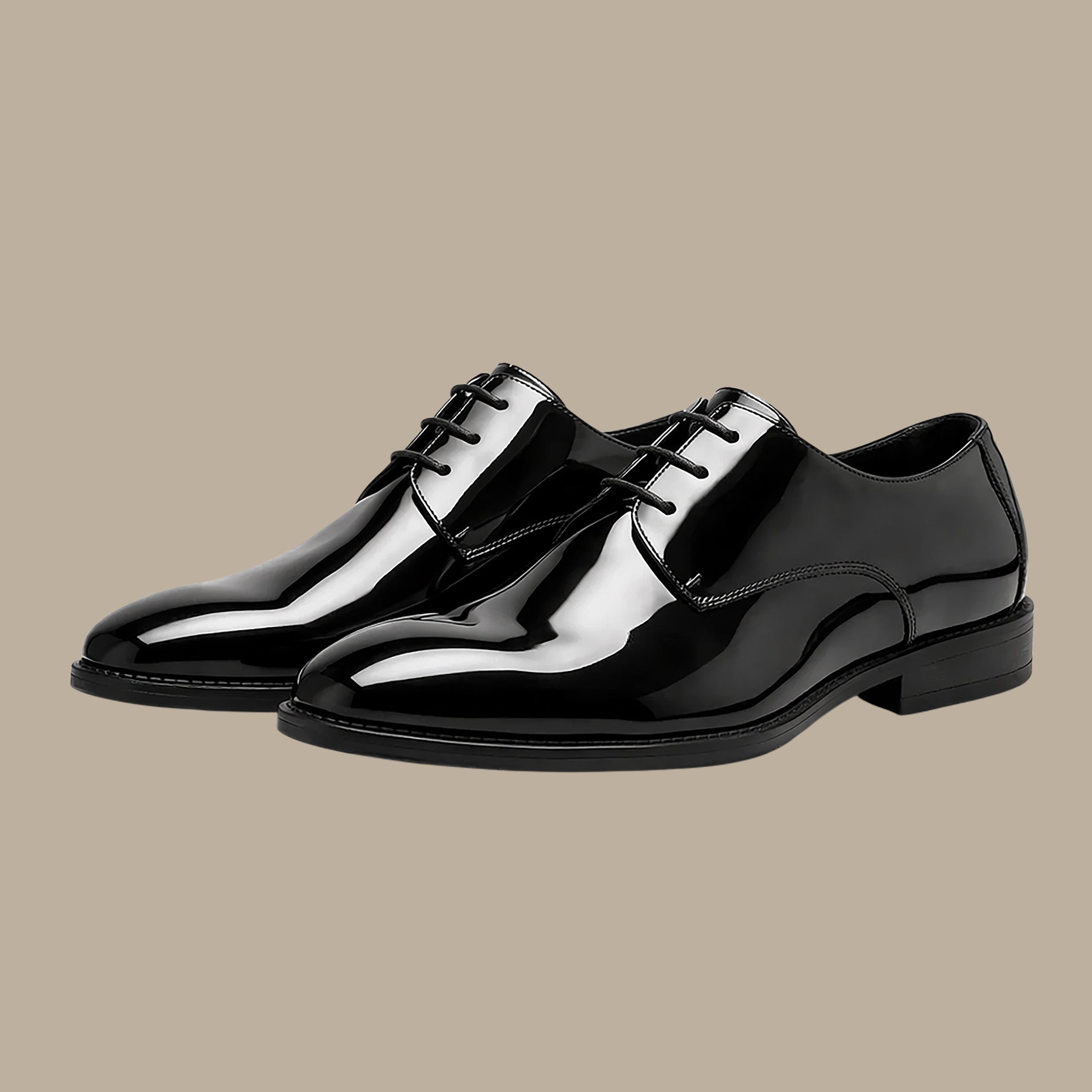 Midnight Elegance: Black Shiny Tuxedo Shoes
