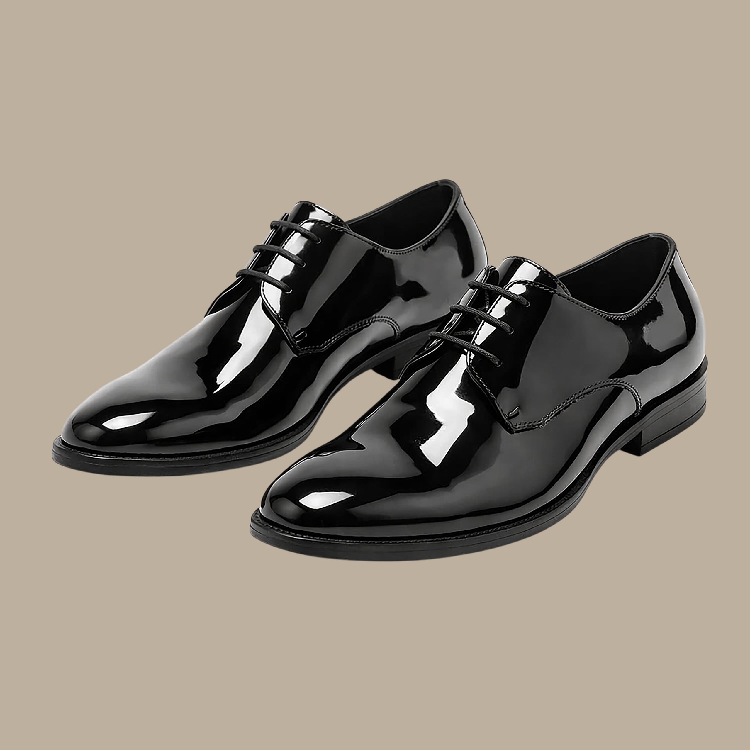 Midnight Elegance: Black Shiny Tuxedo Shoes