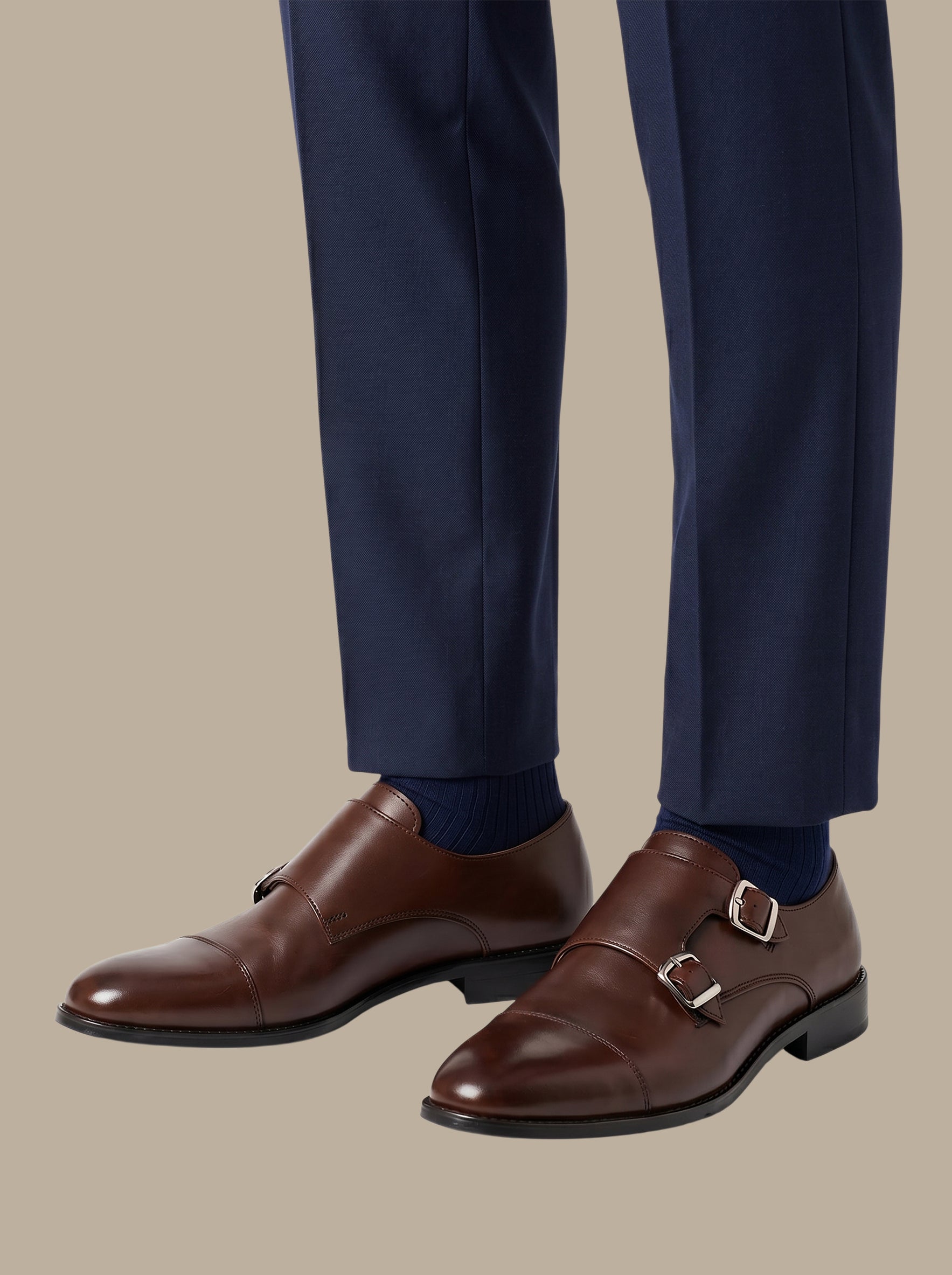 Brown Classic Double Monk Shoes