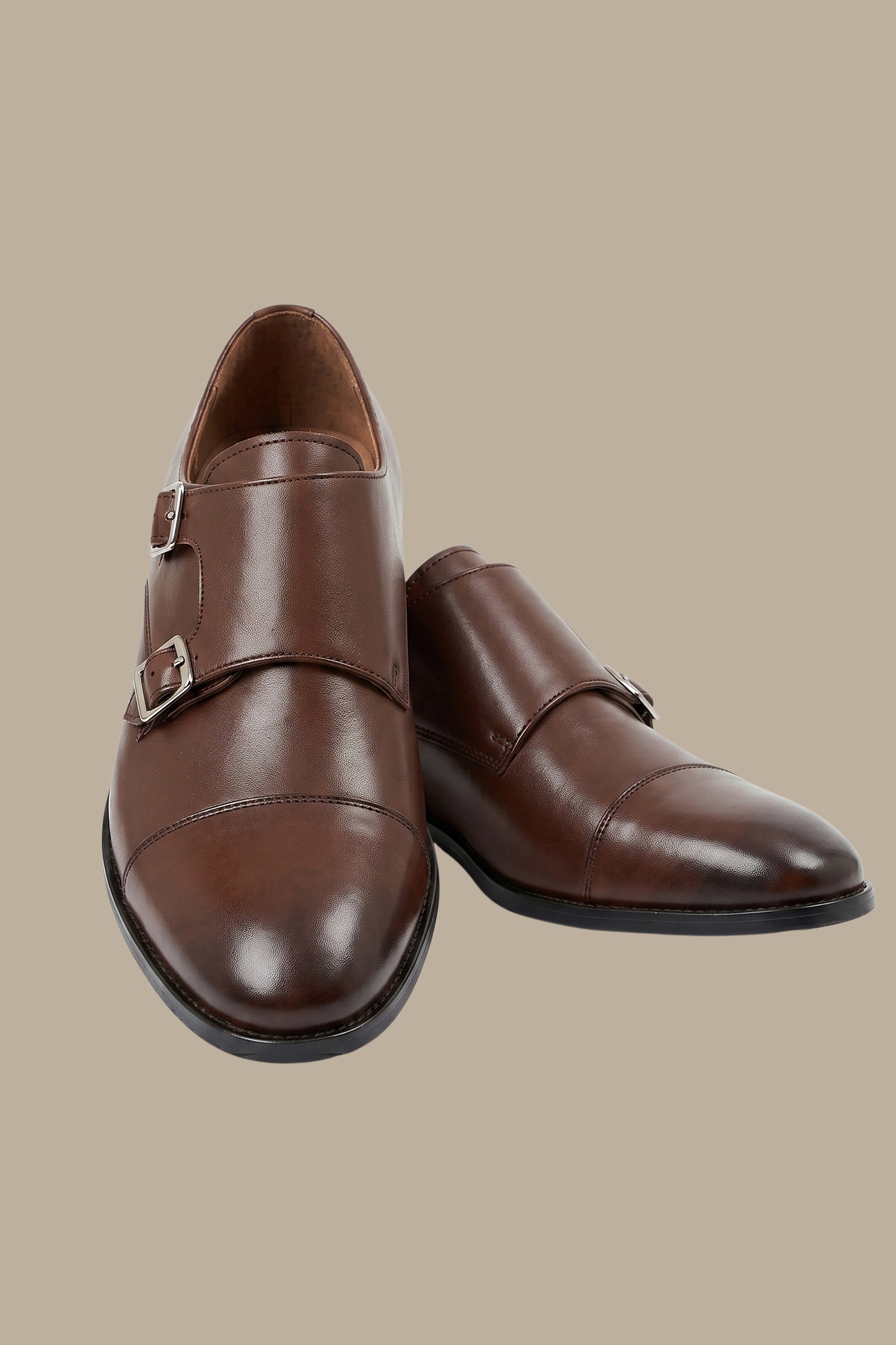 Brown Classic Double Monk Shoes