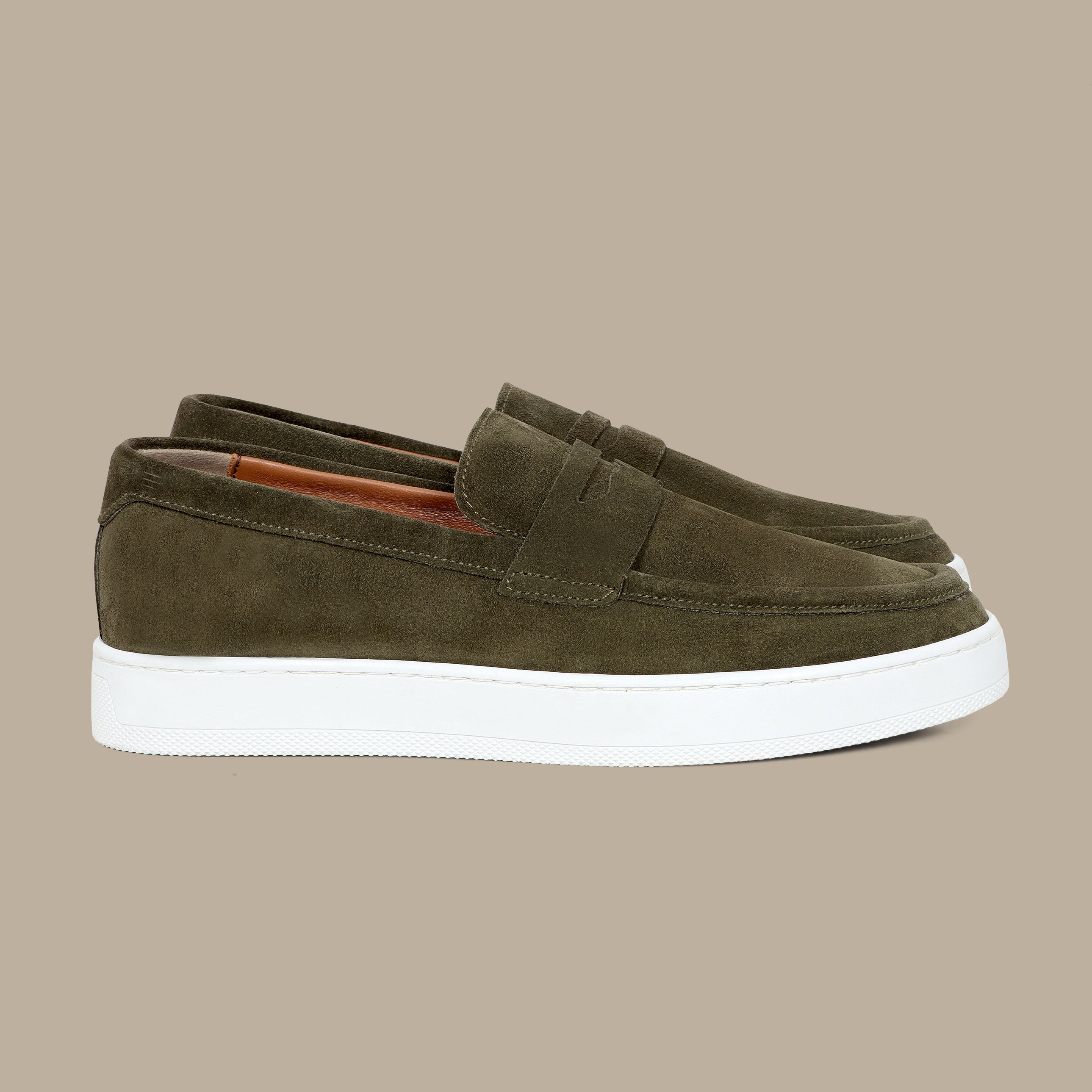 Penny Casual Loafer in Khaki Suede