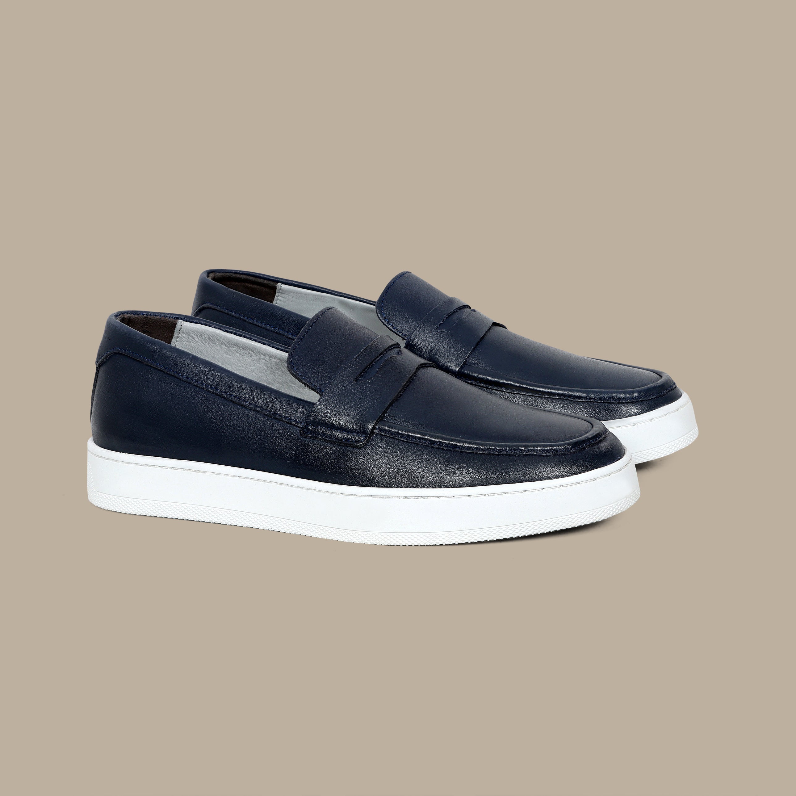 Penny Casual Loafer in Navy Leather