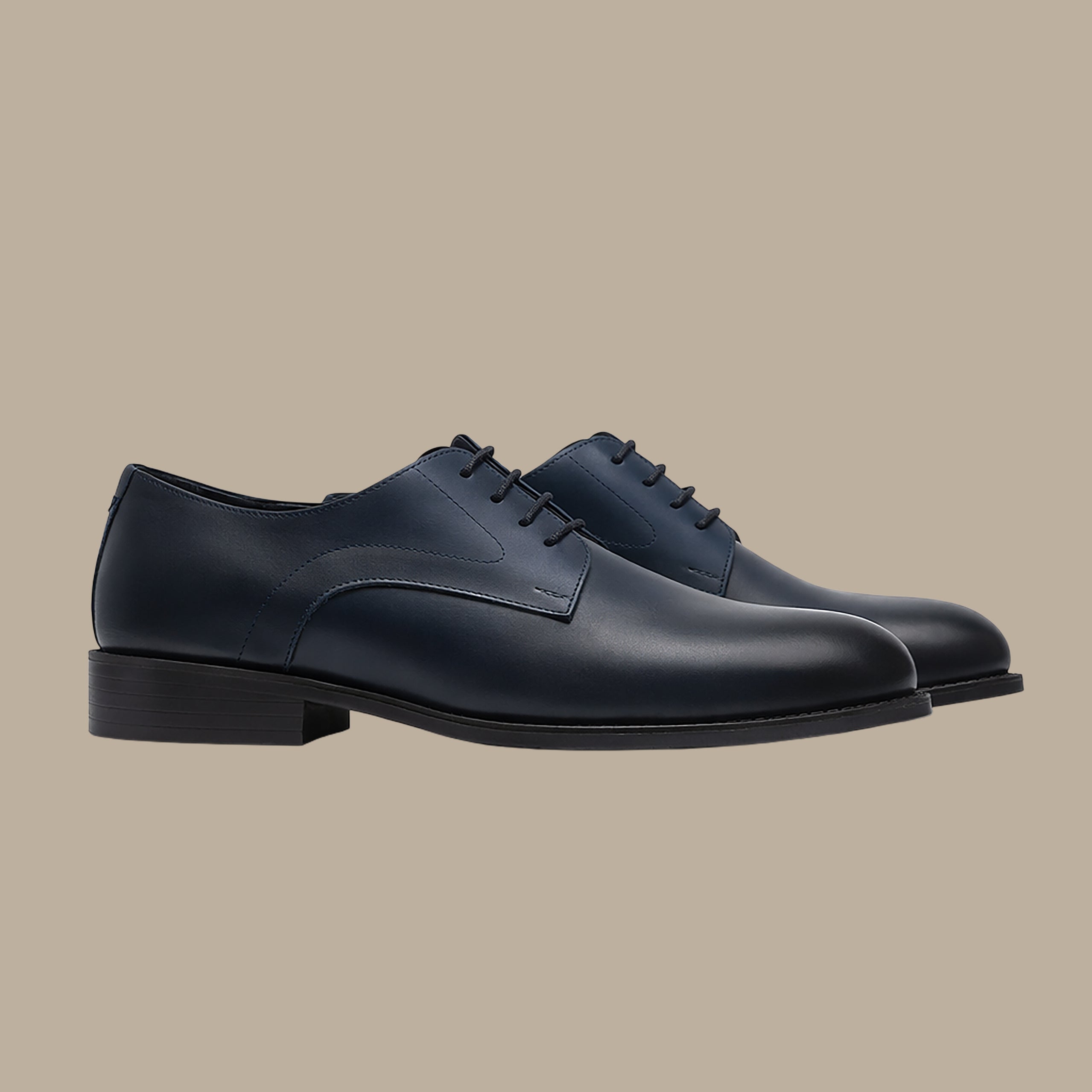 Navy Leather Blucher Shoes