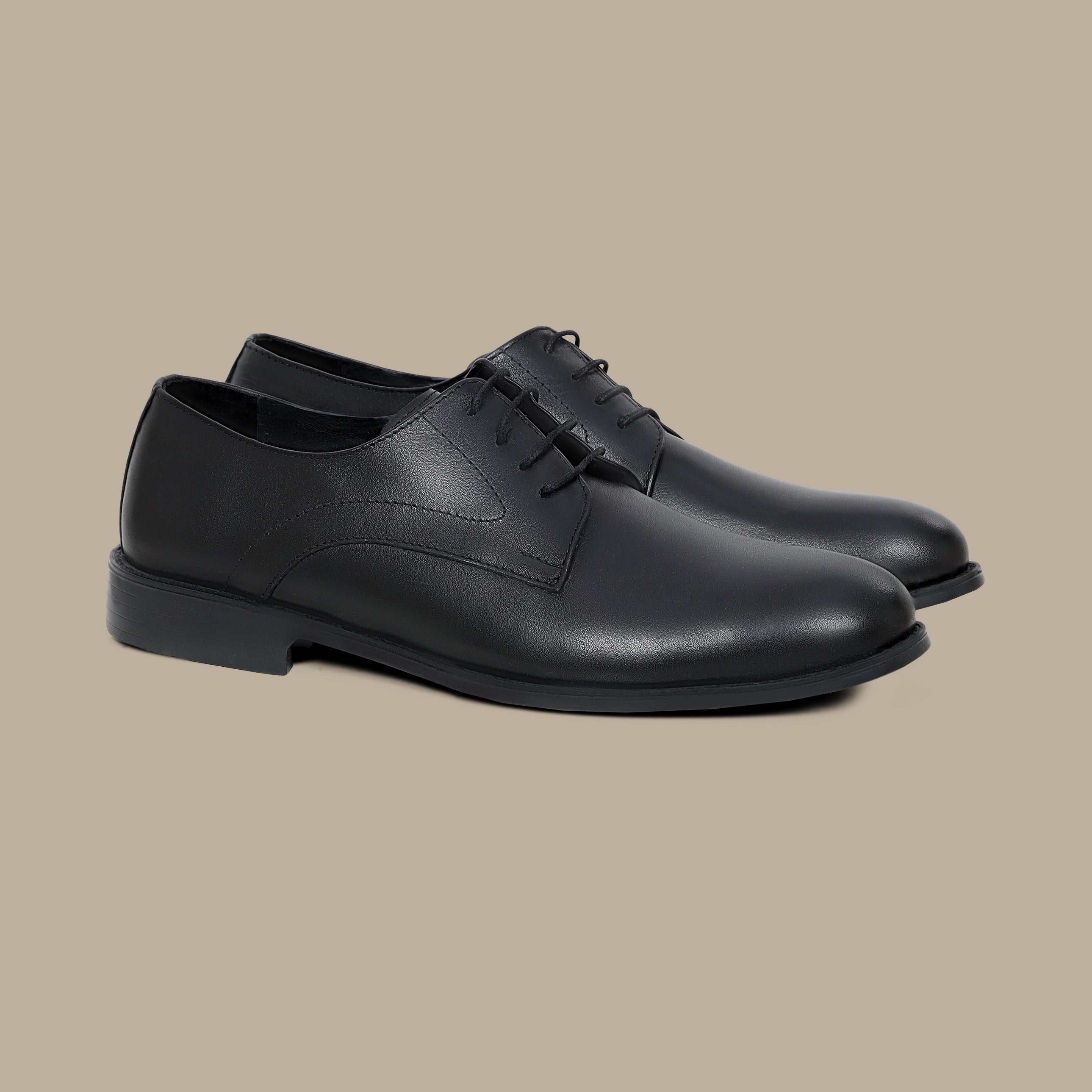 Black Leather Blucher Shoes