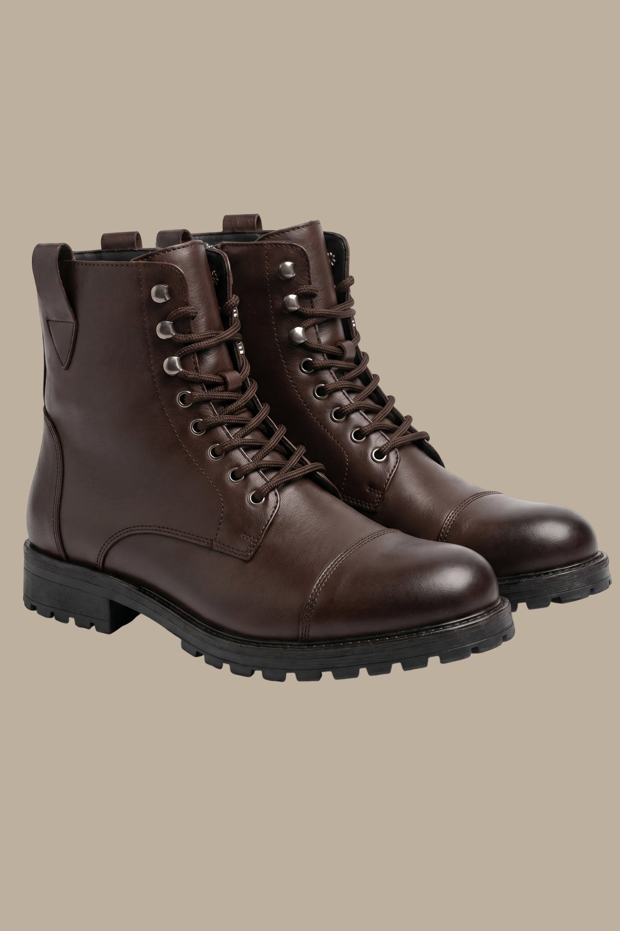 Brown Classic Lace-Up Boots