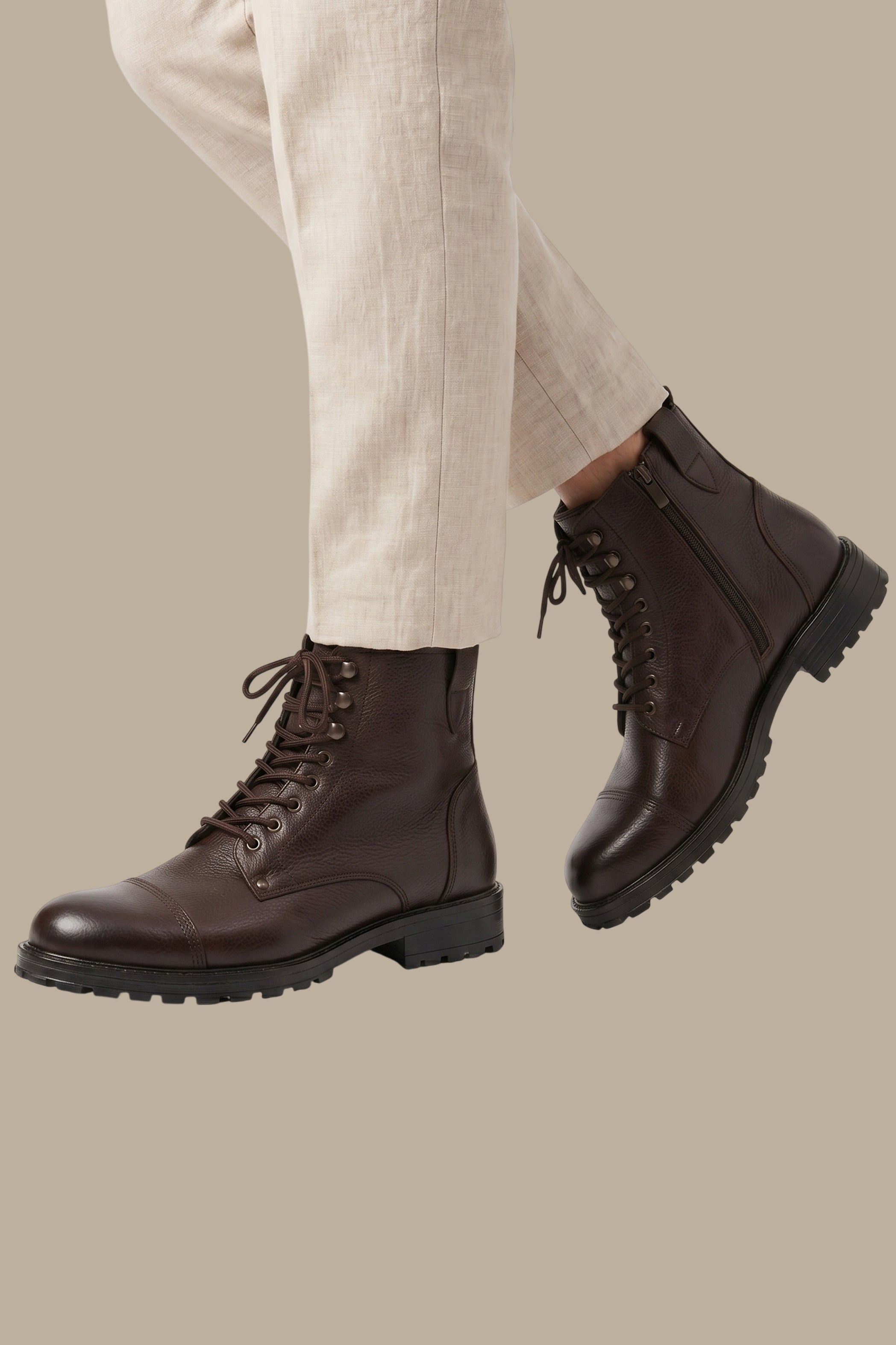 Brown Classic Lace-Up Boots
