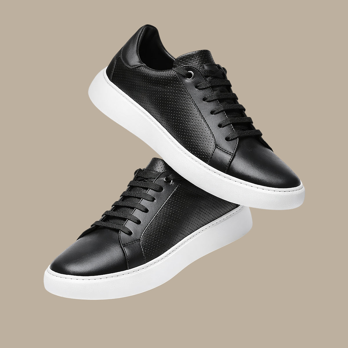 Black Dotted Trainers with Textured Detail