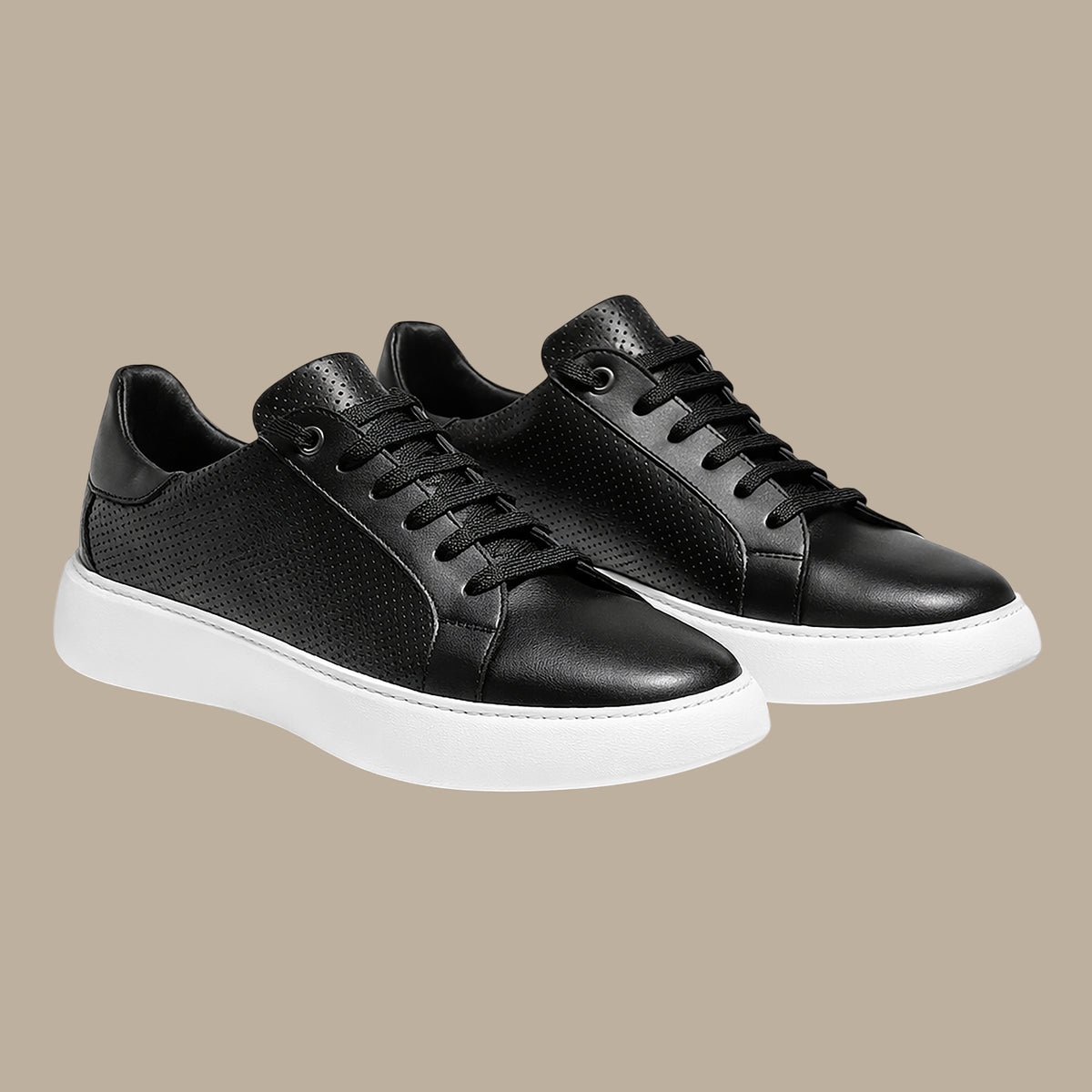 Black Dotted Trainers with Textured Detail