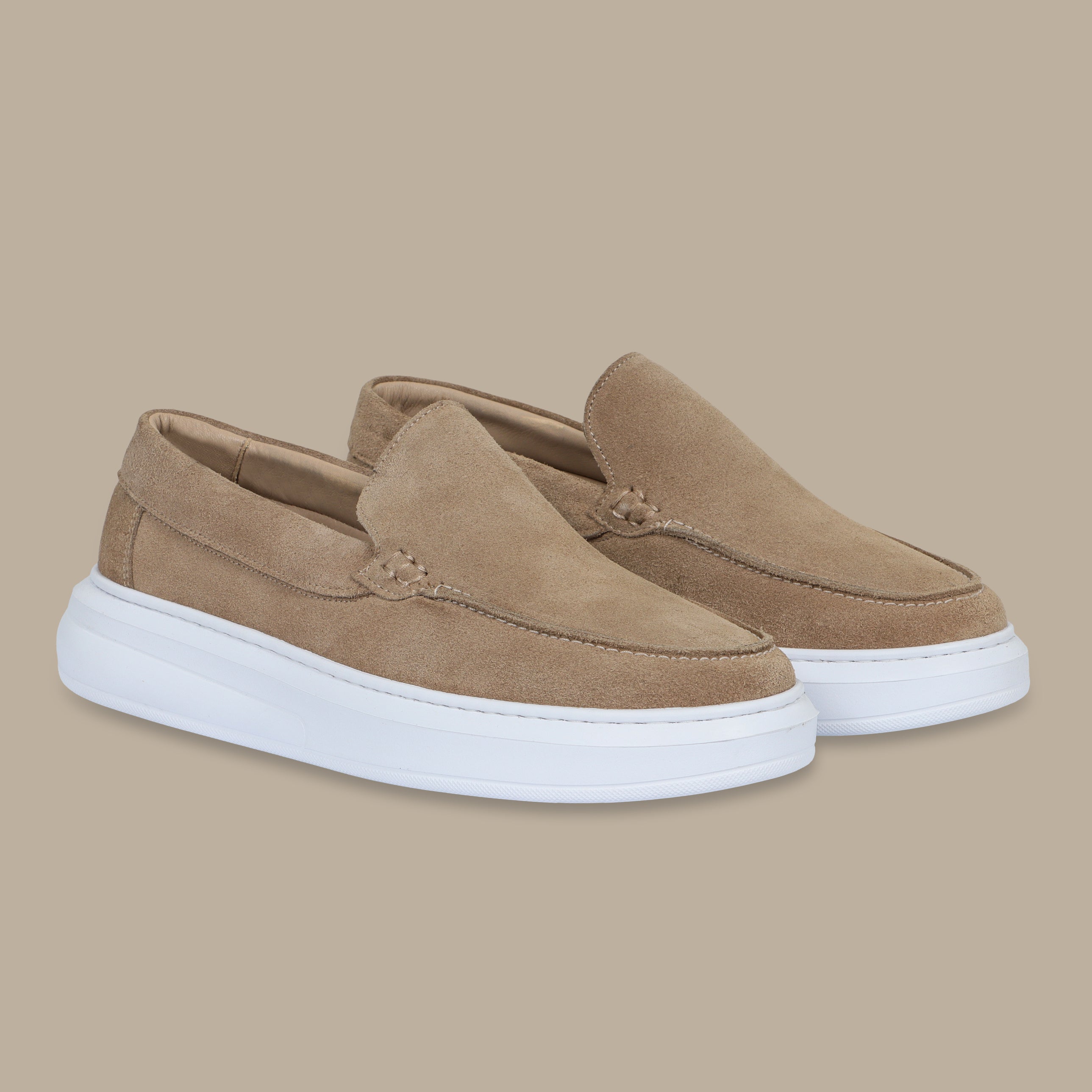 Beige Suede Casual Loafers