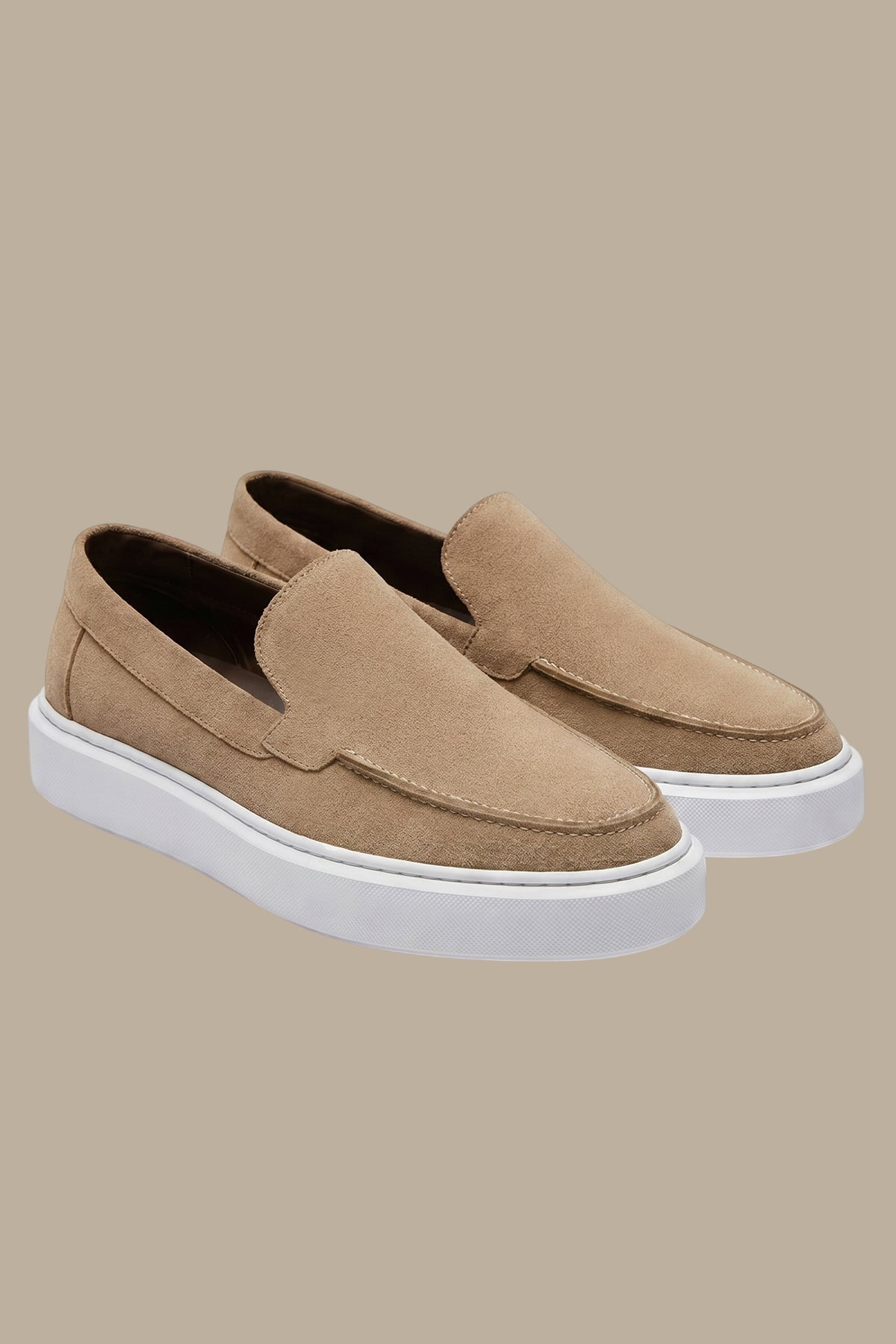 Beige Suede Casual Loafers