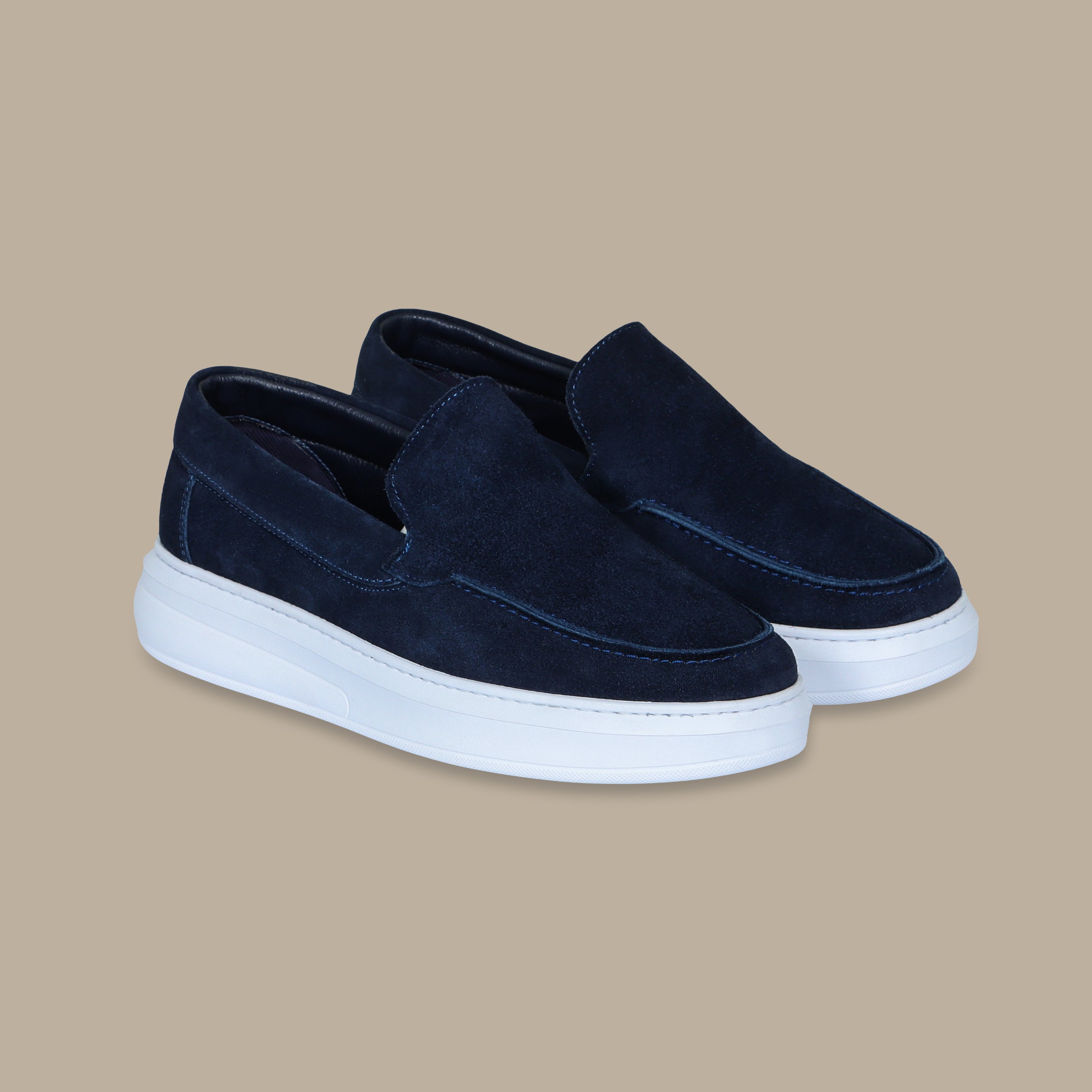 Navy Suede Casual Loafers