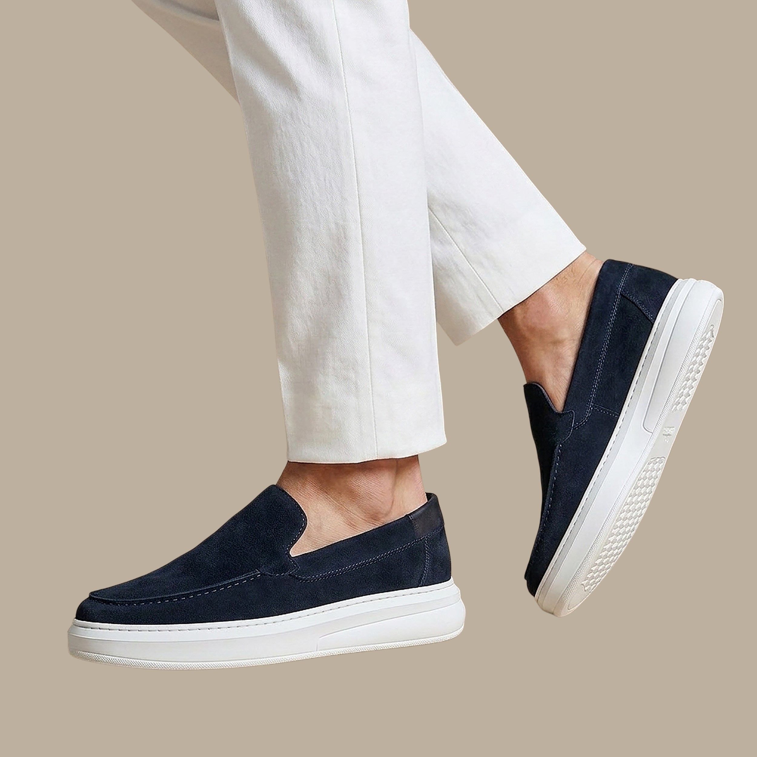 Navy Suede Casual Loafers