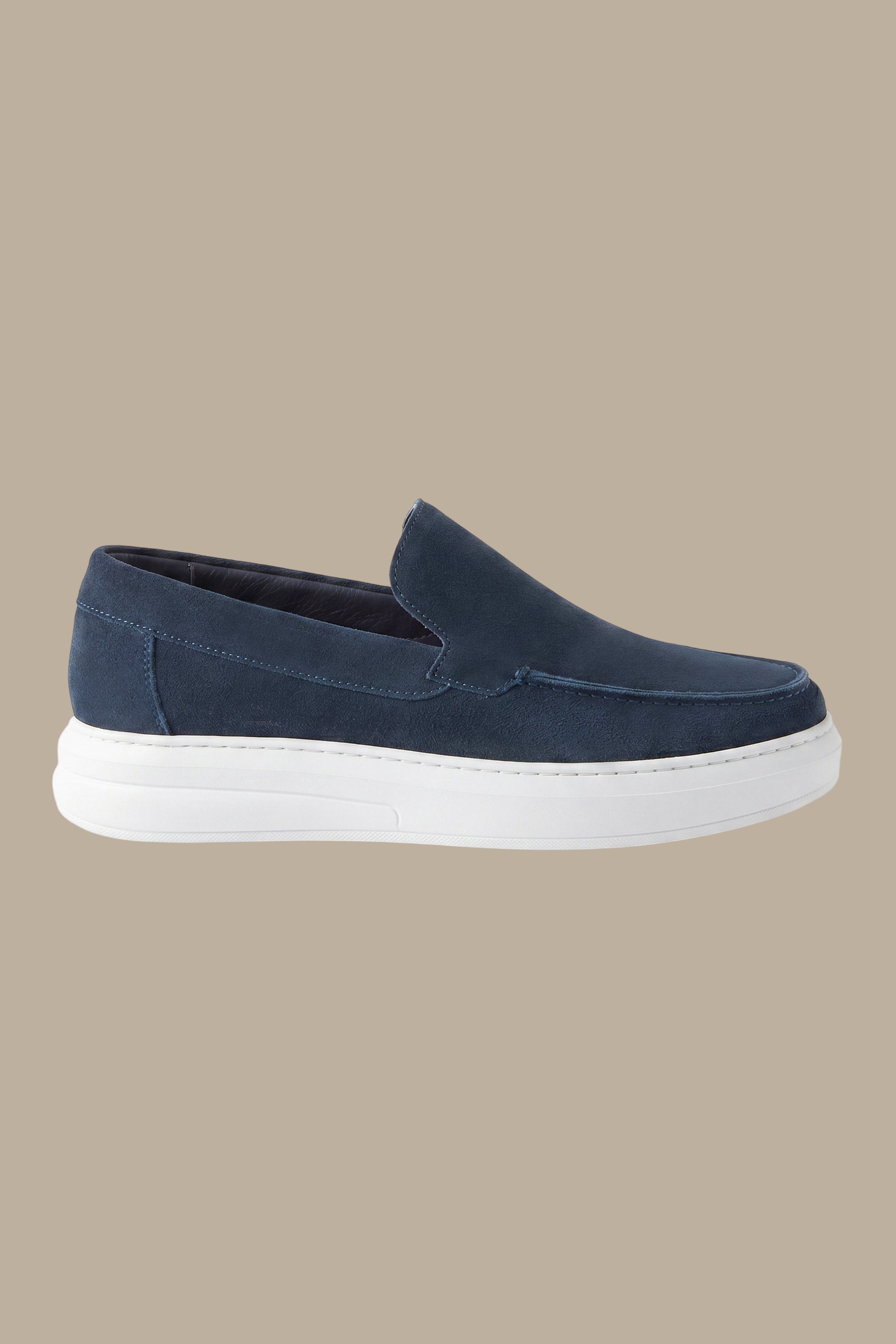 Navy Suede Casual Loafers