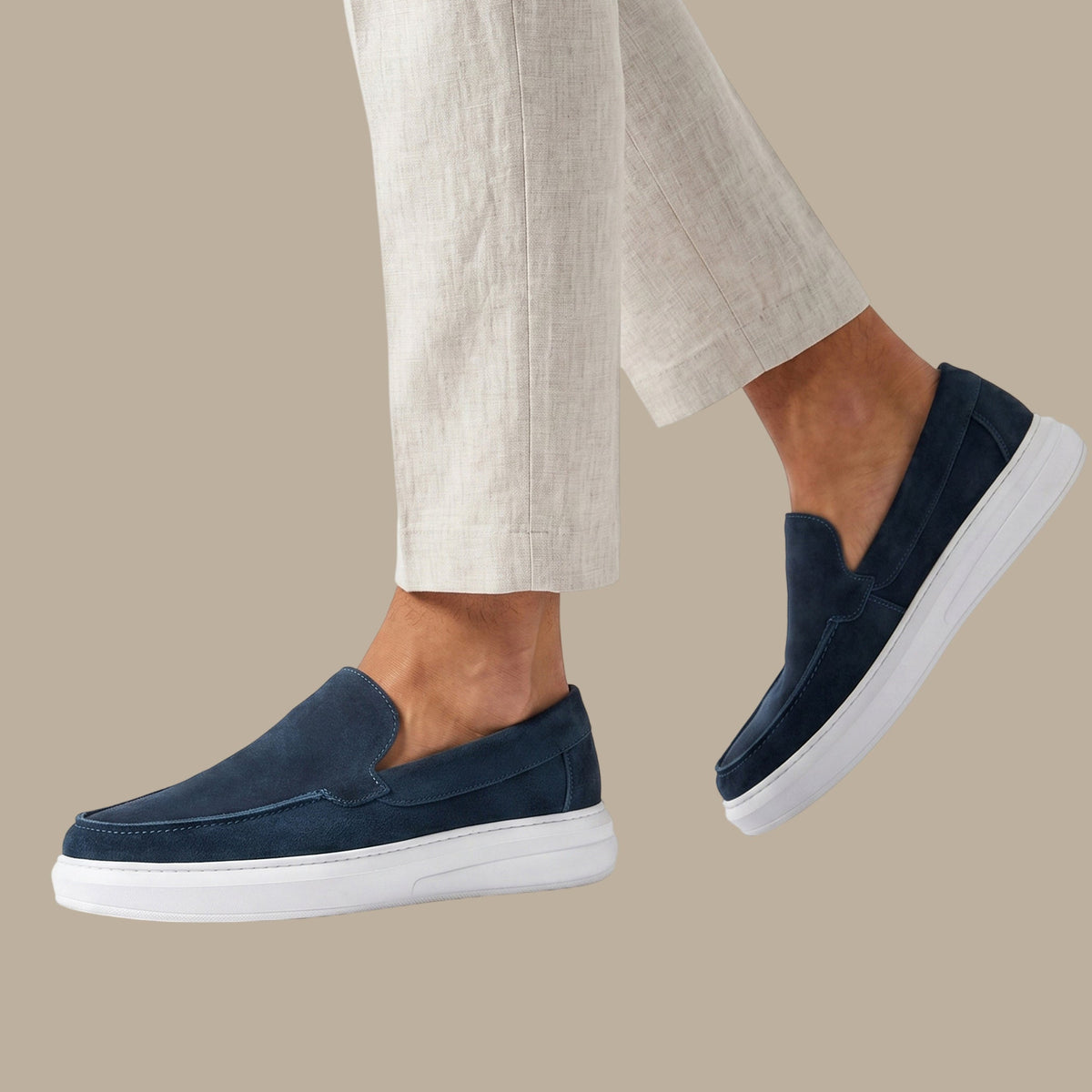 Navy Suede Casual Loafers