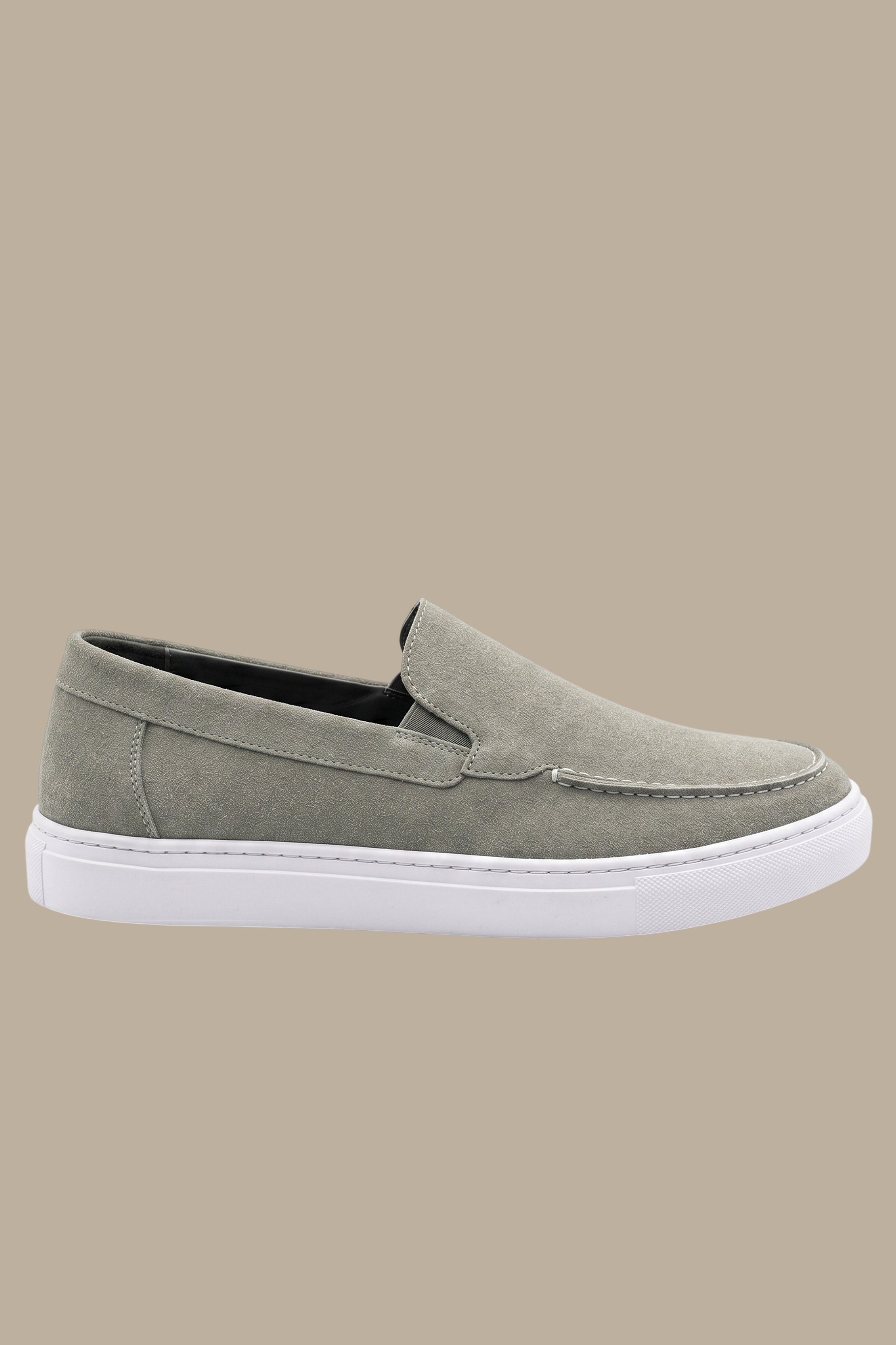 Light Grey Suede Casual Loafers