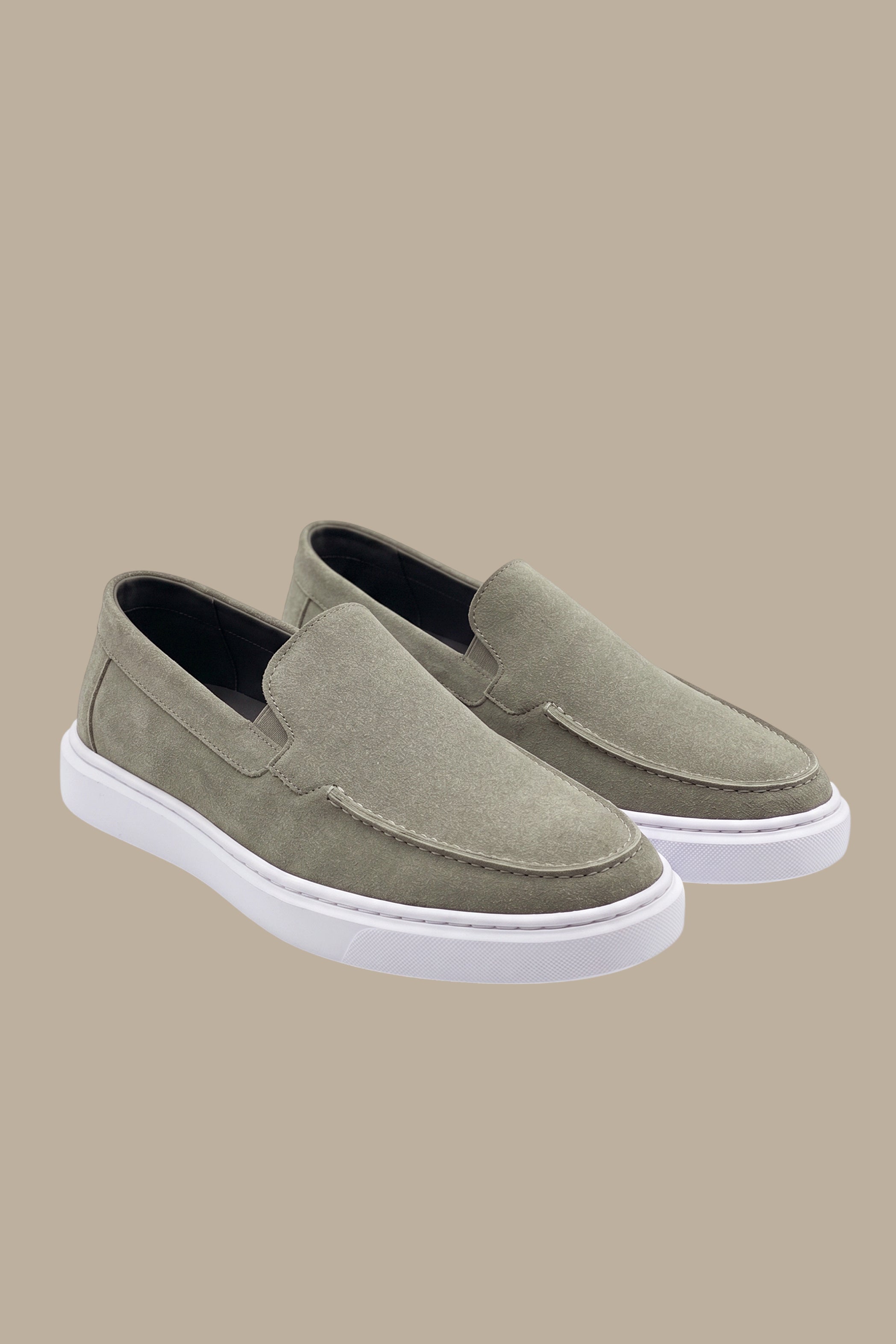 Light Grey Suede Casual Loafers
